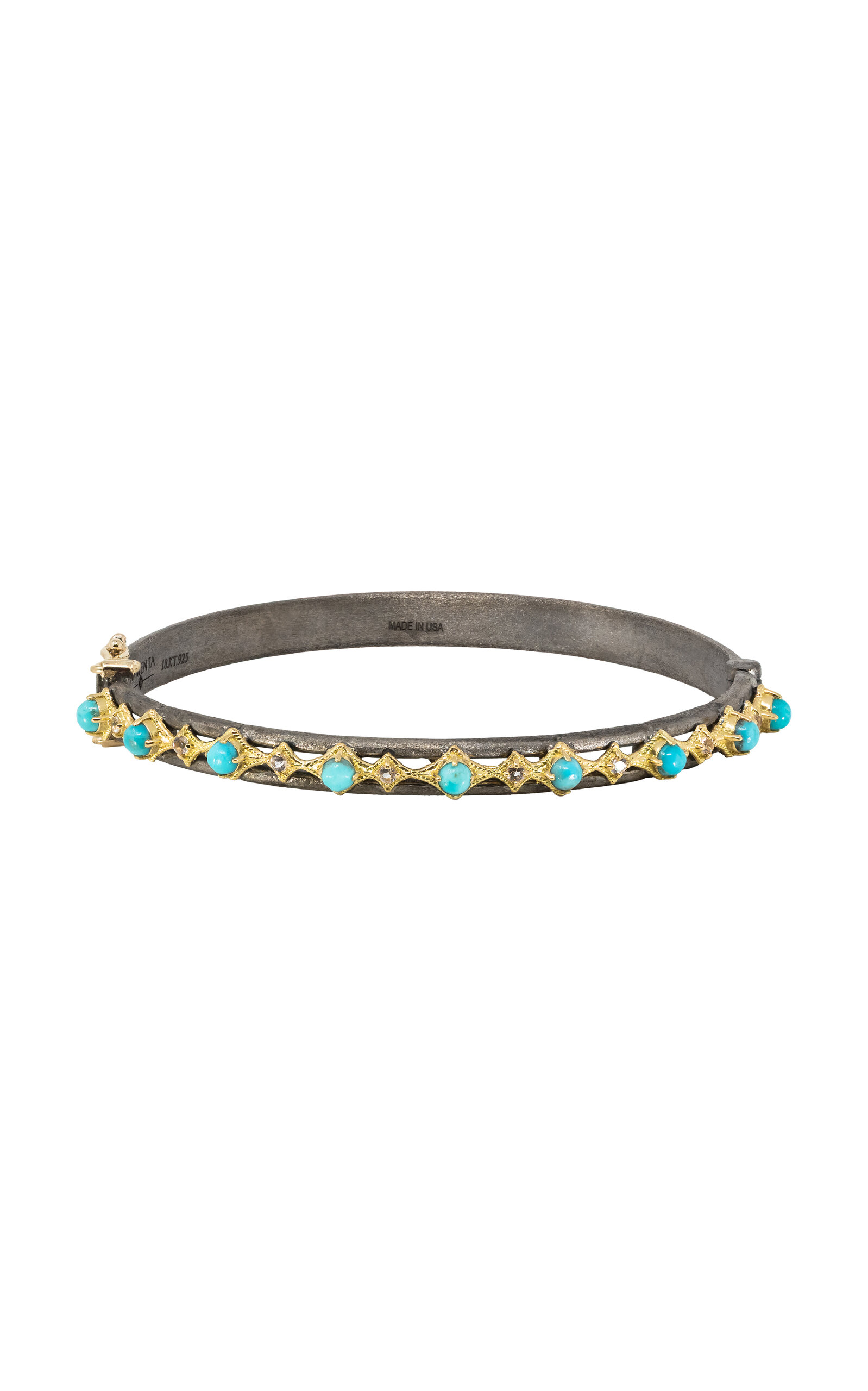 Shop Armenta Crivelli 18k Yellow Gold And Sterling Silver Turquoise Hinged Bracelet