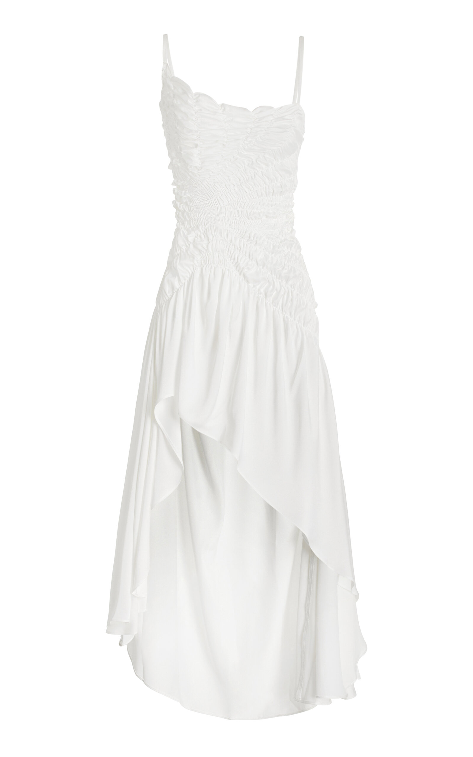 Shop Georgia Hardinge Exclusive Celestial Shirred-satin Midi Dress In Ivory