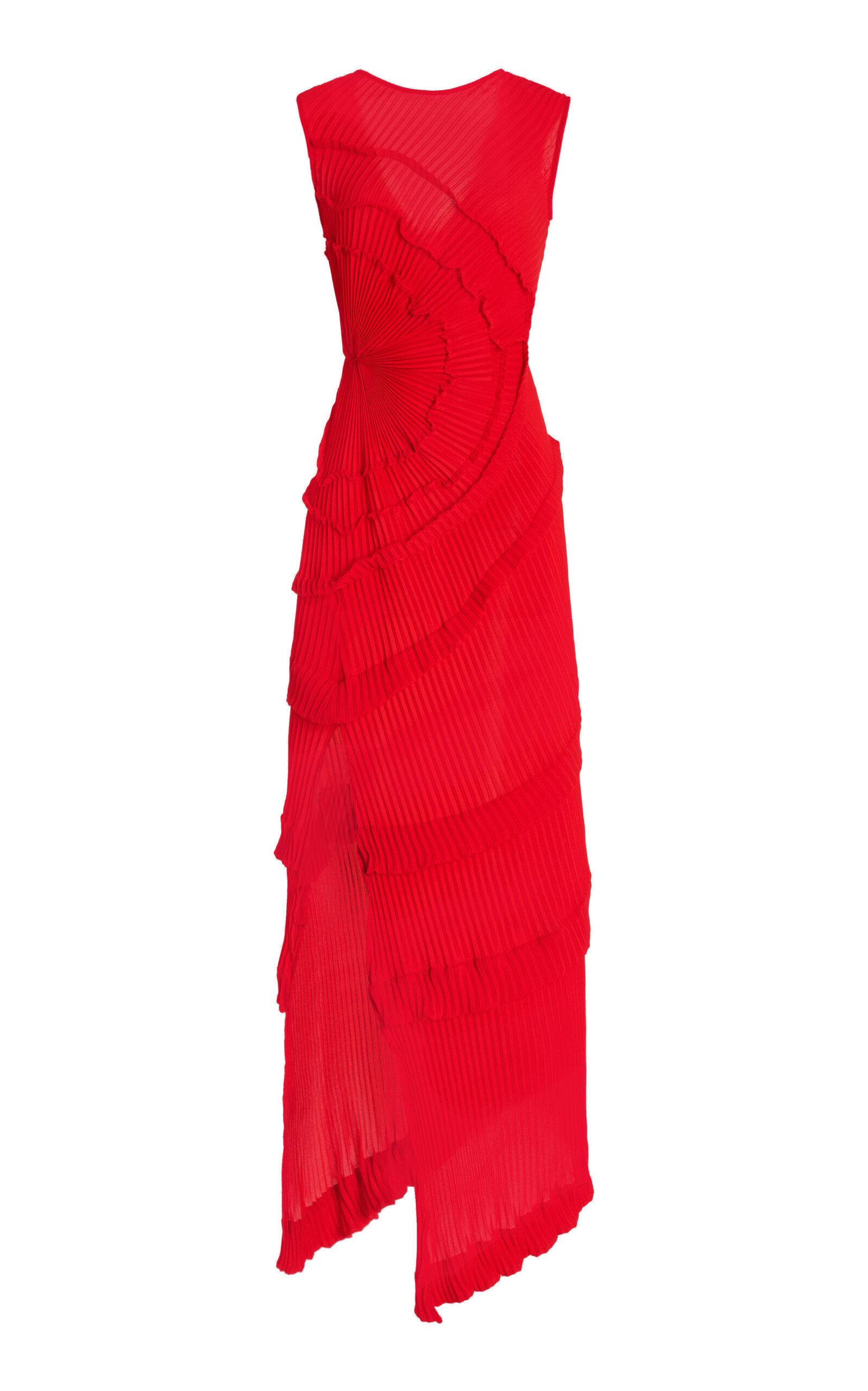 Shop Georgia Hardinge Exclusive Opal Ruffled Plissé Jersey Maxi Dress In Red