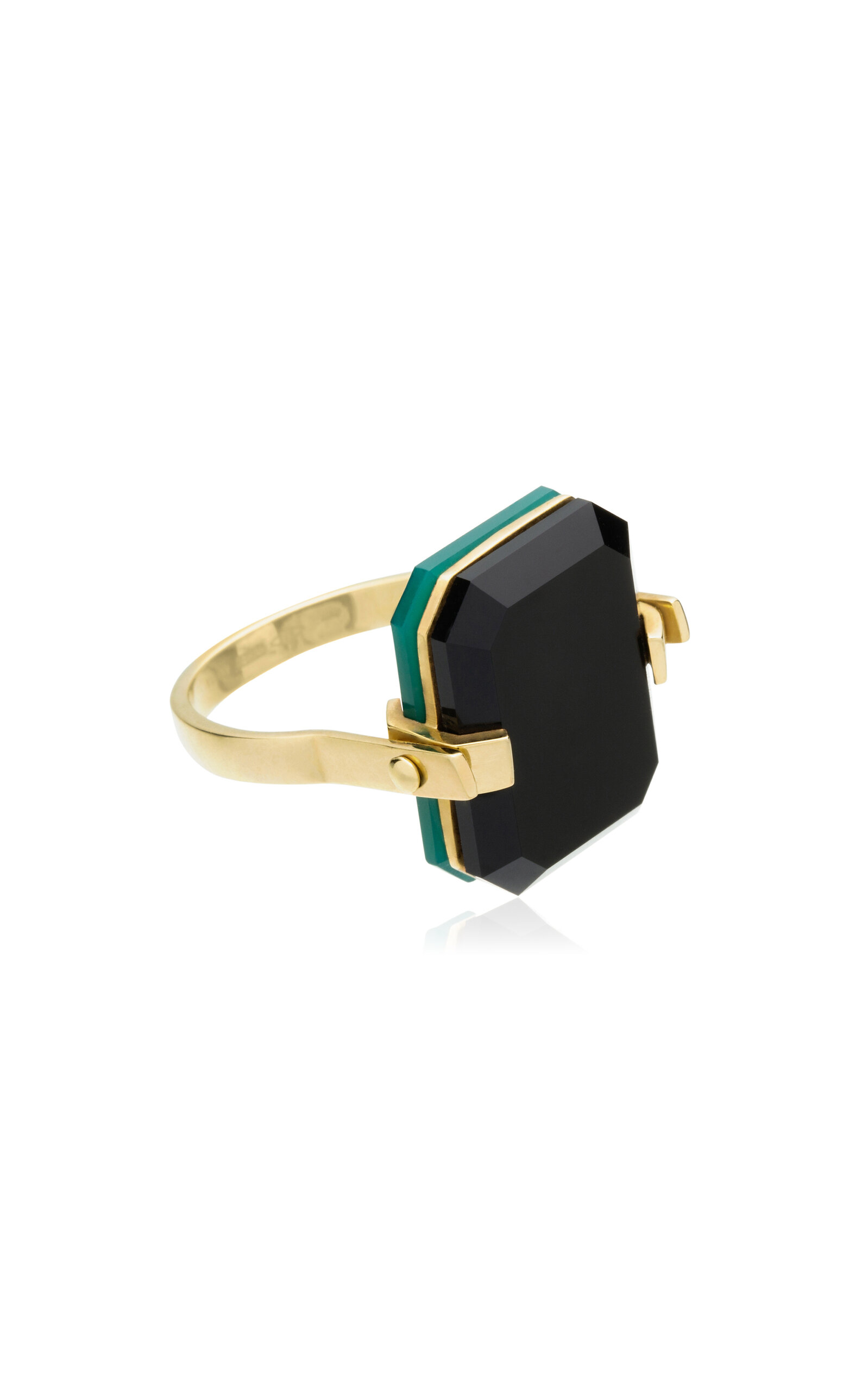9K Yellow Gold Agate Ring
