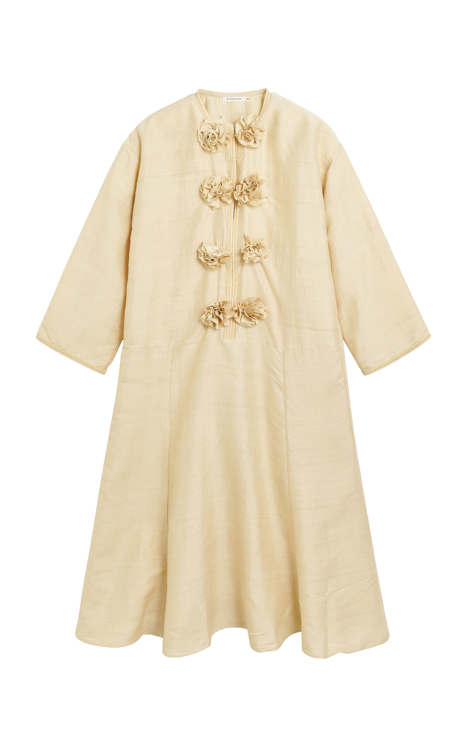 Shop By Malene Birger Cicelia Rosette-detailed Silk Maxi Dress In Yellow