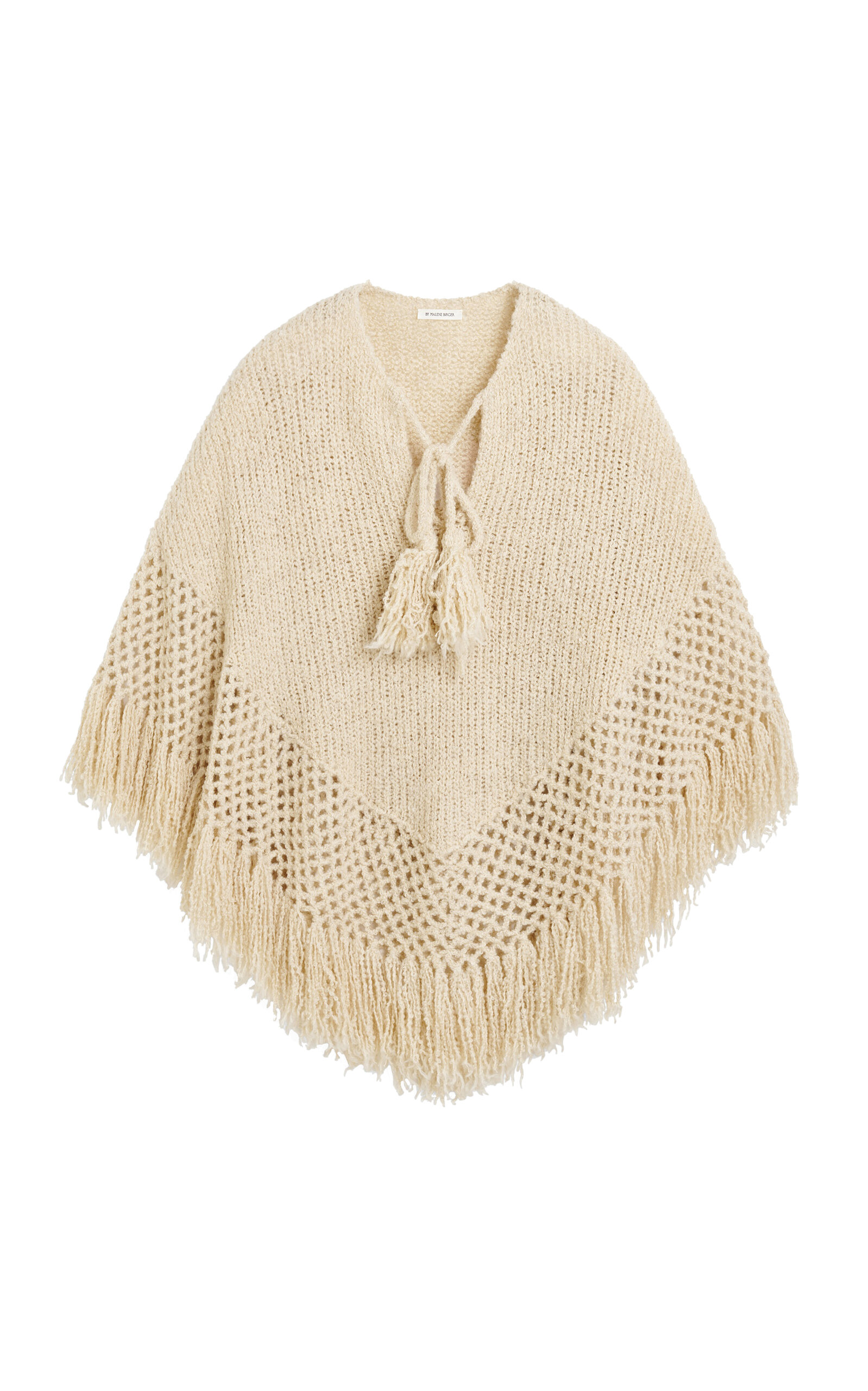 Shop By Malene Birger Gintana Fringed Cotton-wool Cape In Ivory