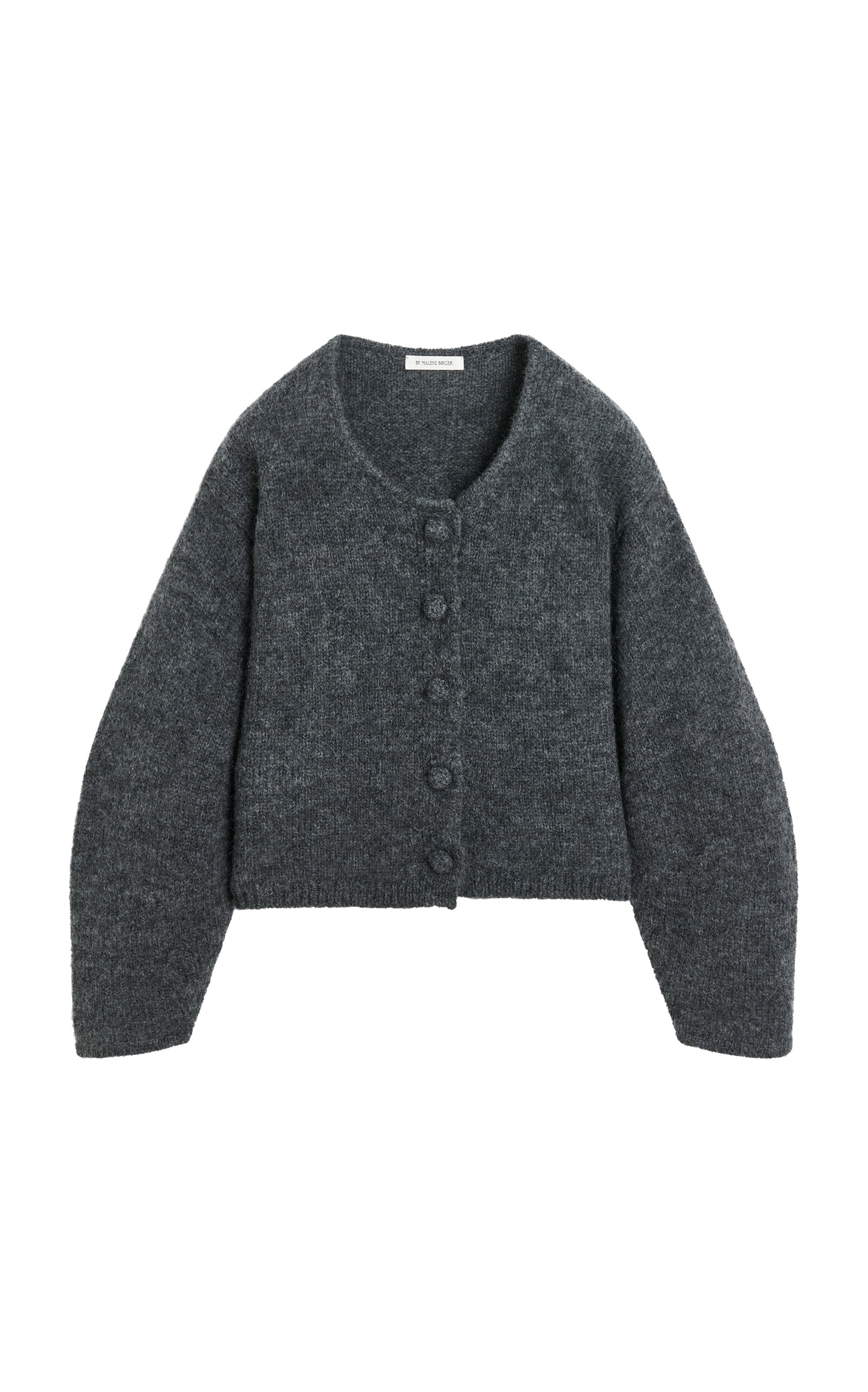 Shop By Malene Birger Zharea Cropped Knit Wool-blend Cardigan In Grey