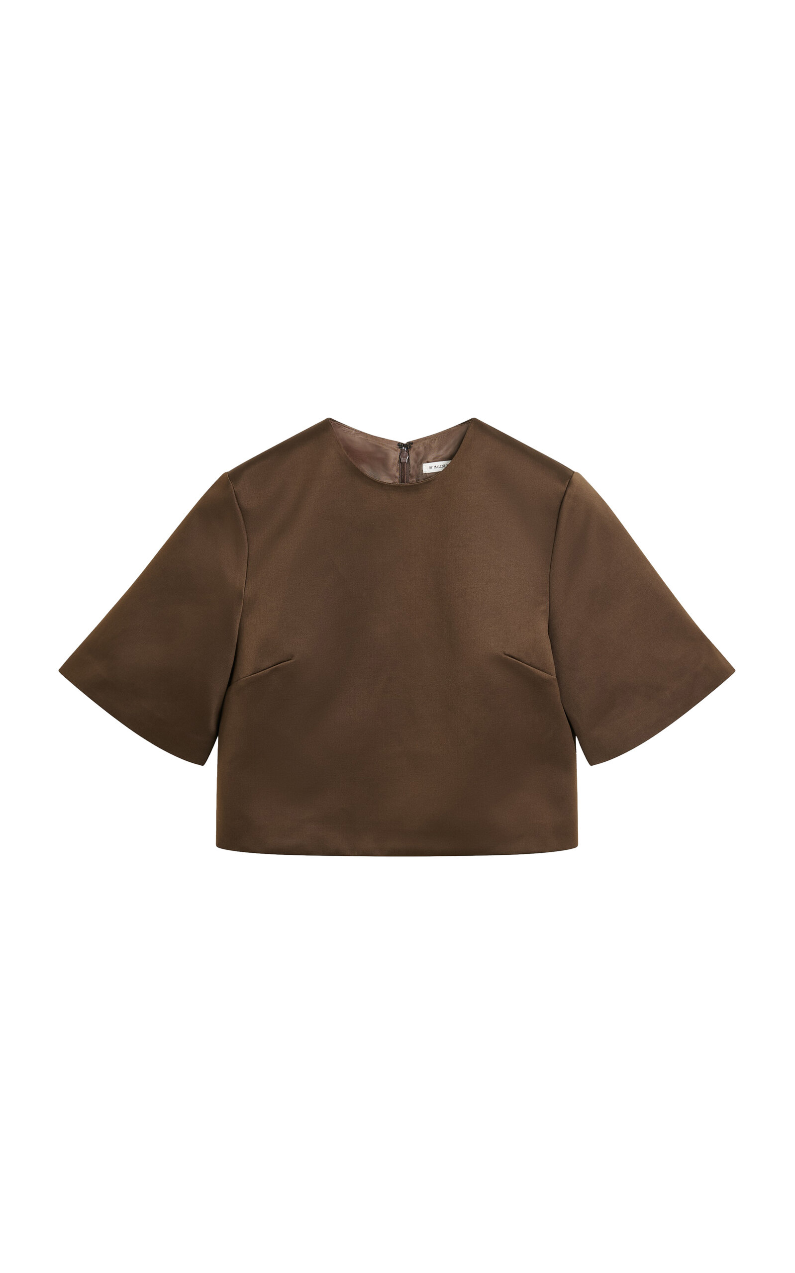 Shop By Malene Birger Hania Boxy Cotton-blend Cropped T-shirt In Brown
