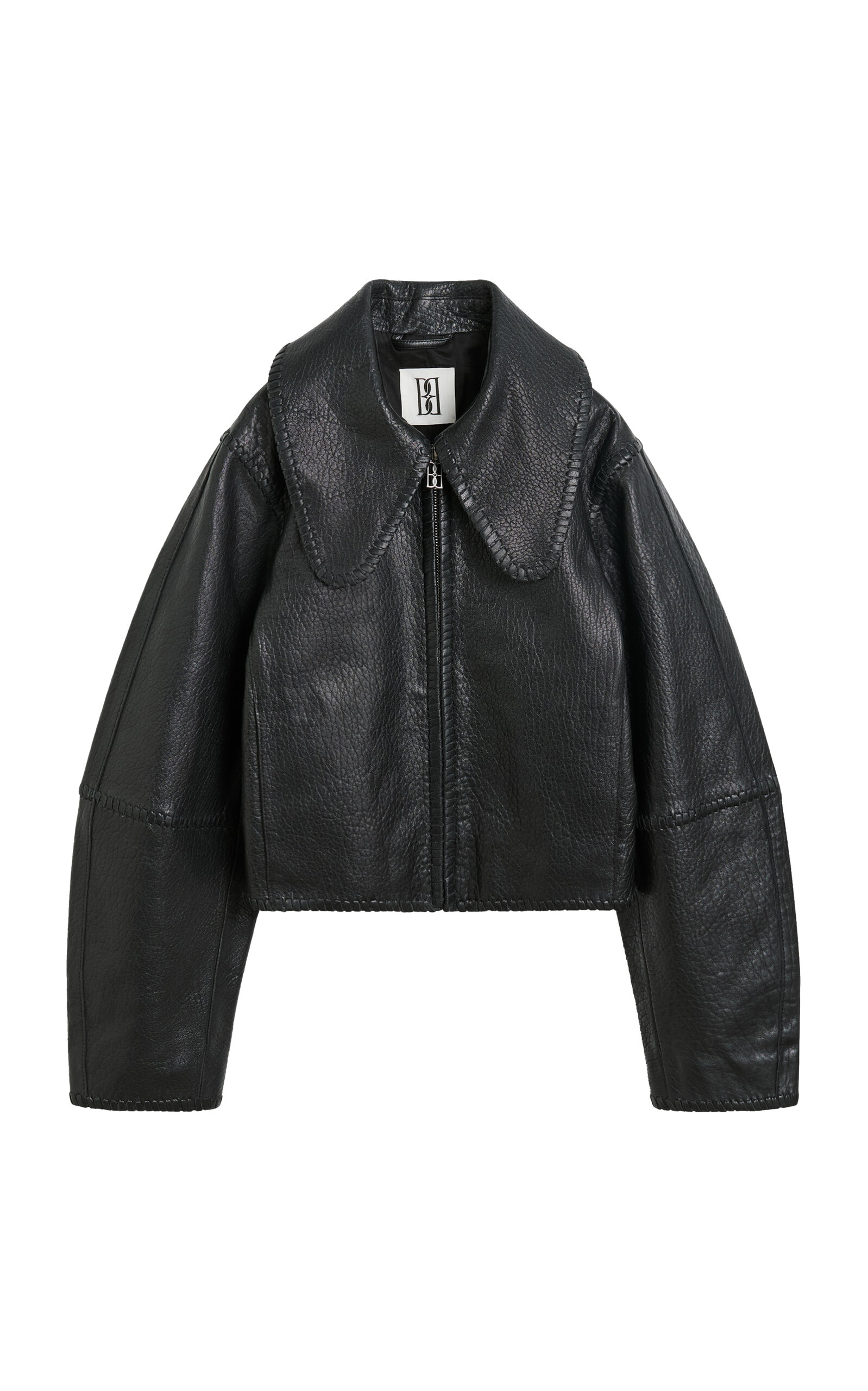 Shop By Malene Birger Rowani Cropped Leather Jacket In Black