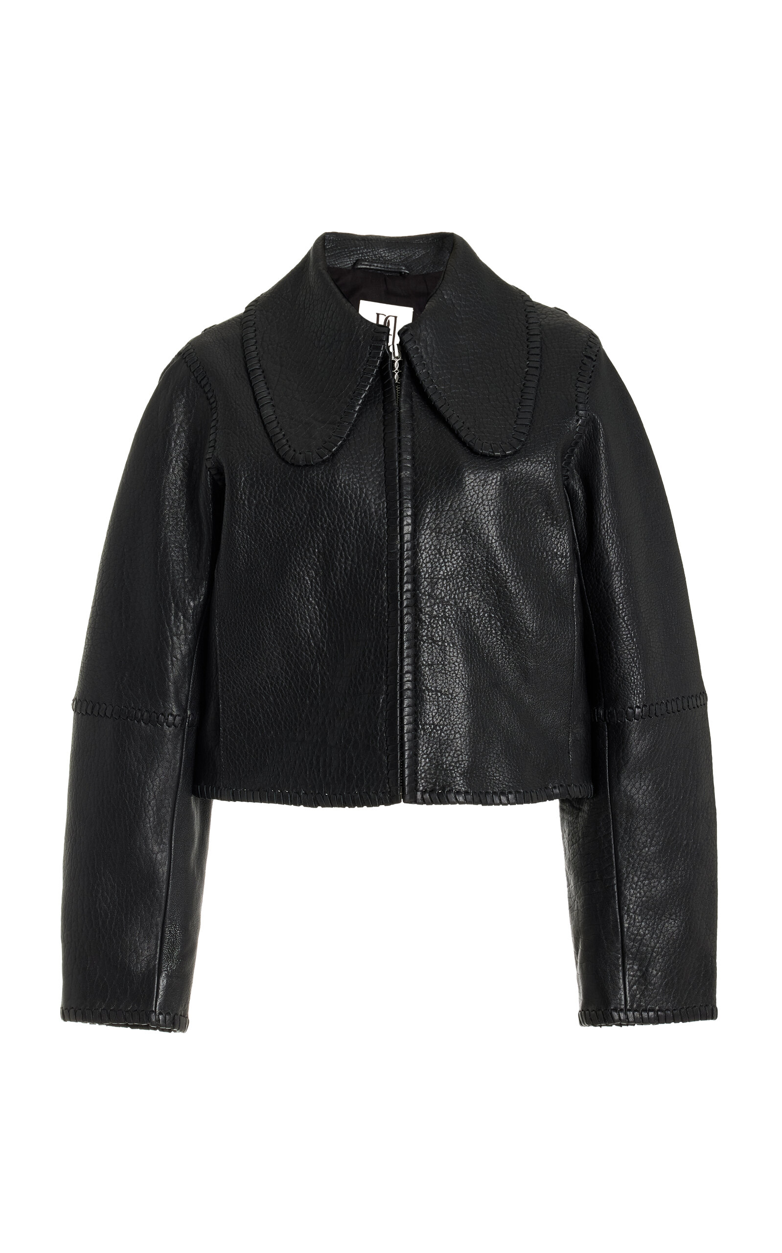 Shop By Malene Birger Rowani Cropped Leather Jacket In Black