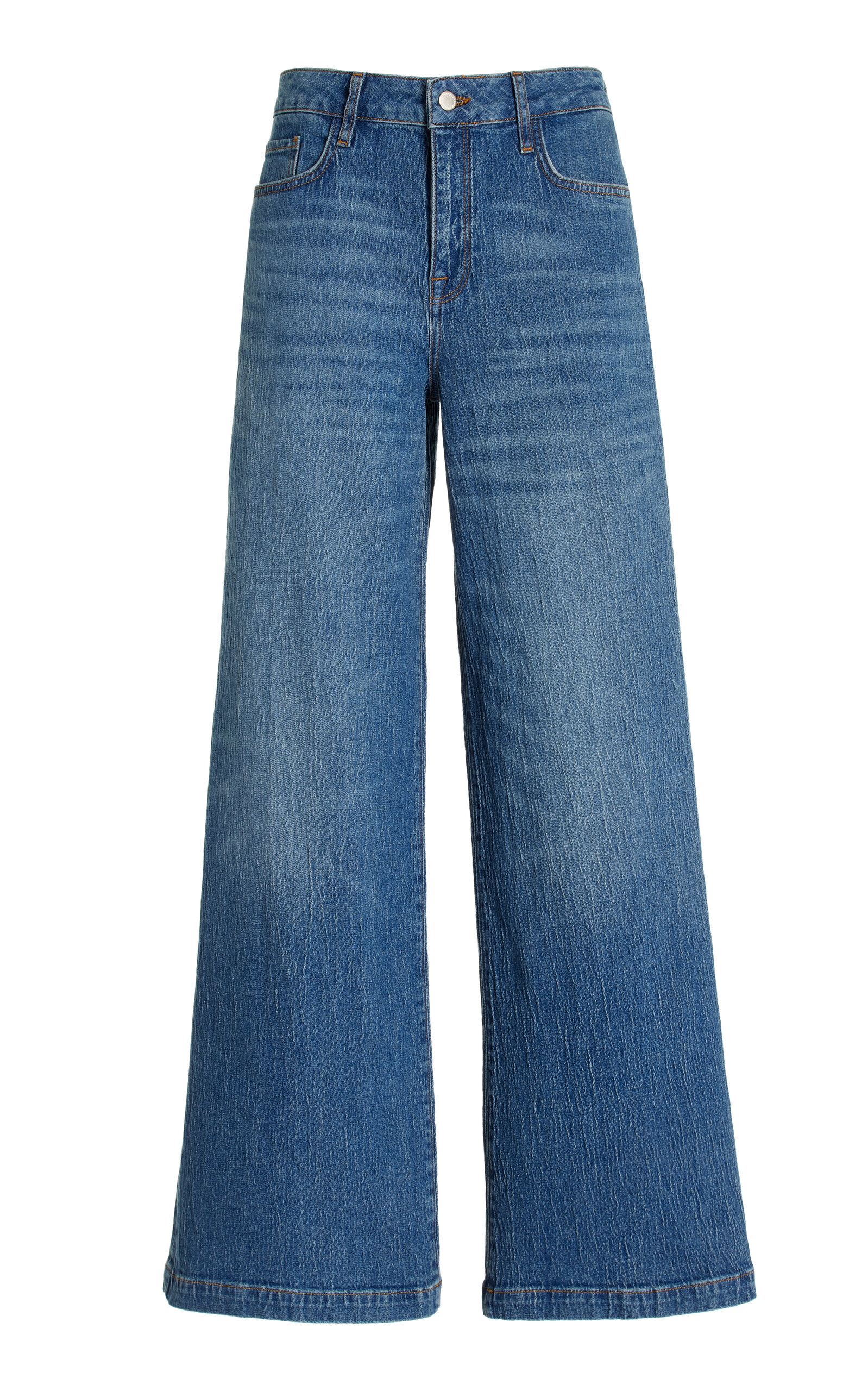 Shop Triarchy Ms. Fonda High-rise Wide-leg Jeans In Blue