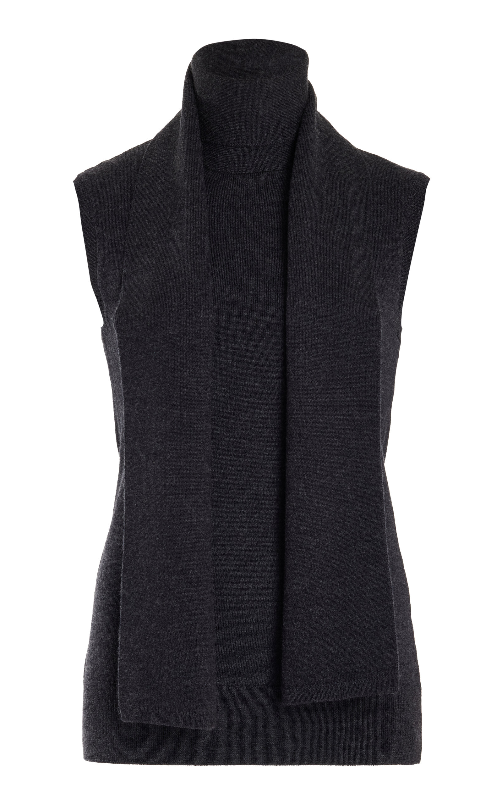 Shop Totême Wool-blend Knit Scarf Top In Grey