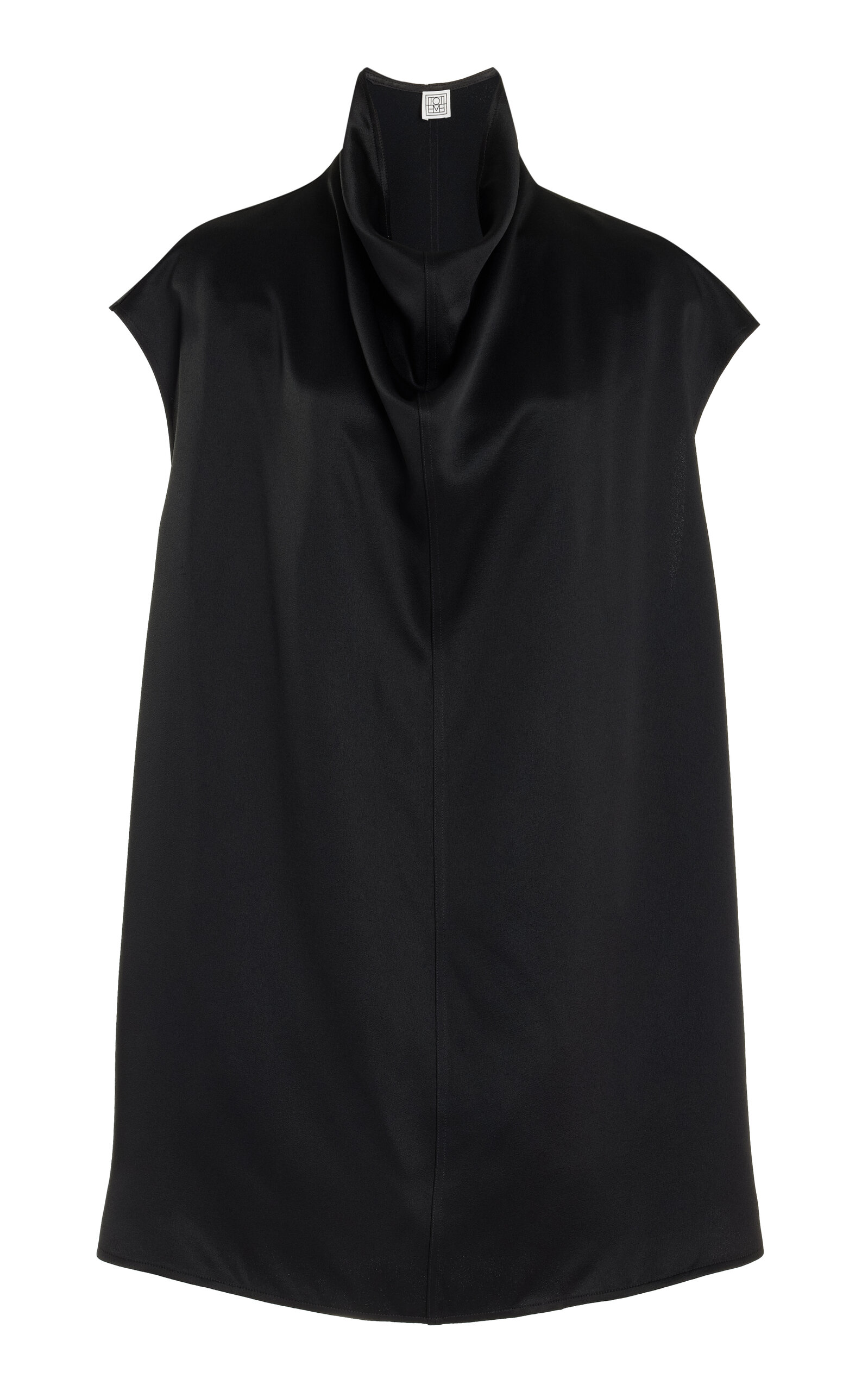 Funnel-Neck Satin Top