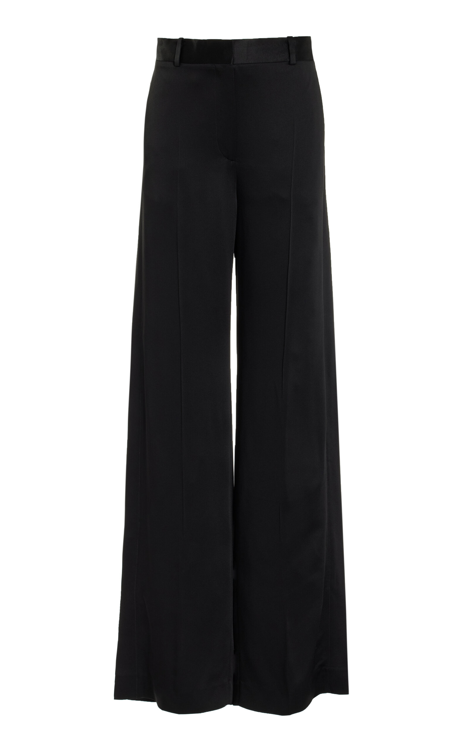 Cuff-Slit Satin Wide-Leg Trousers