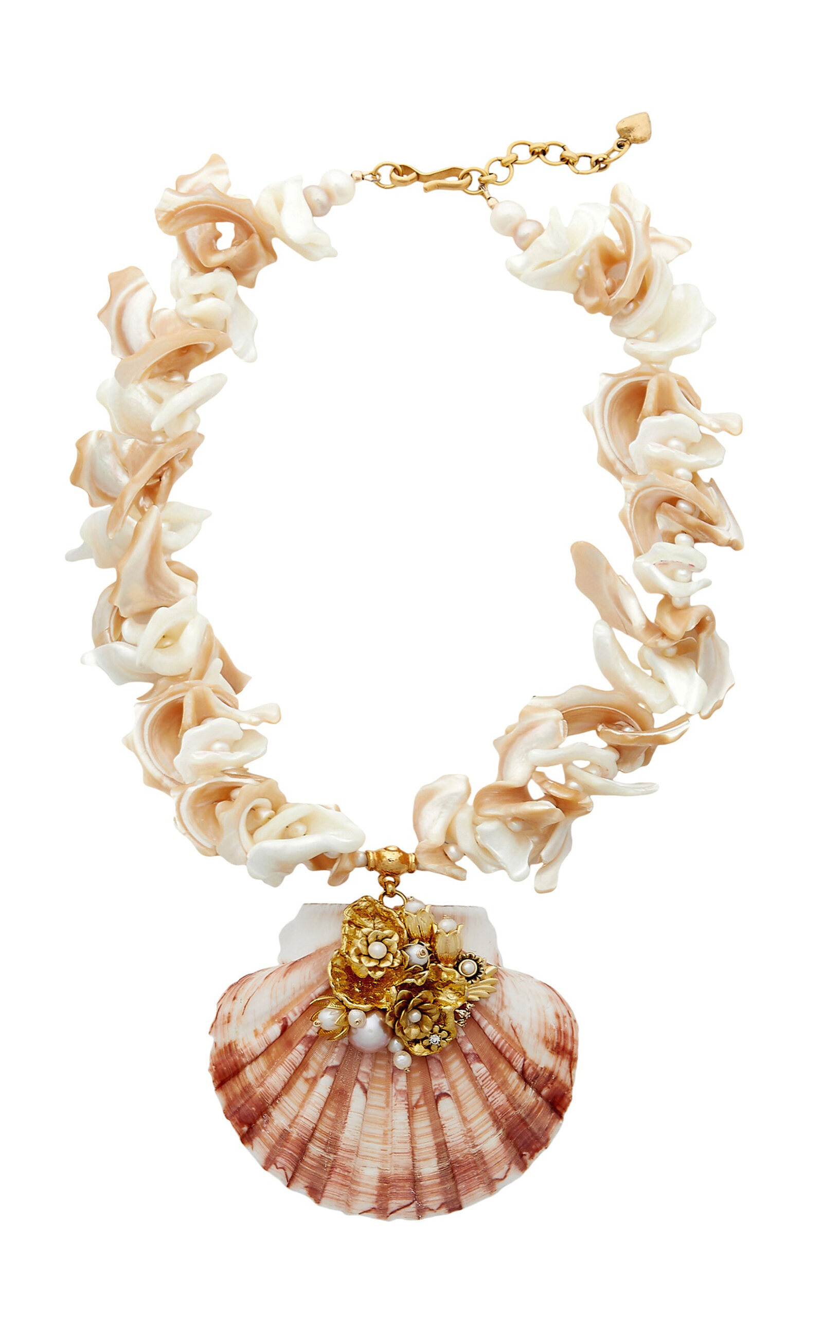 Shop Brinker & Eliza Theodora 24k Gold-plated Shell And Pearl Necklace