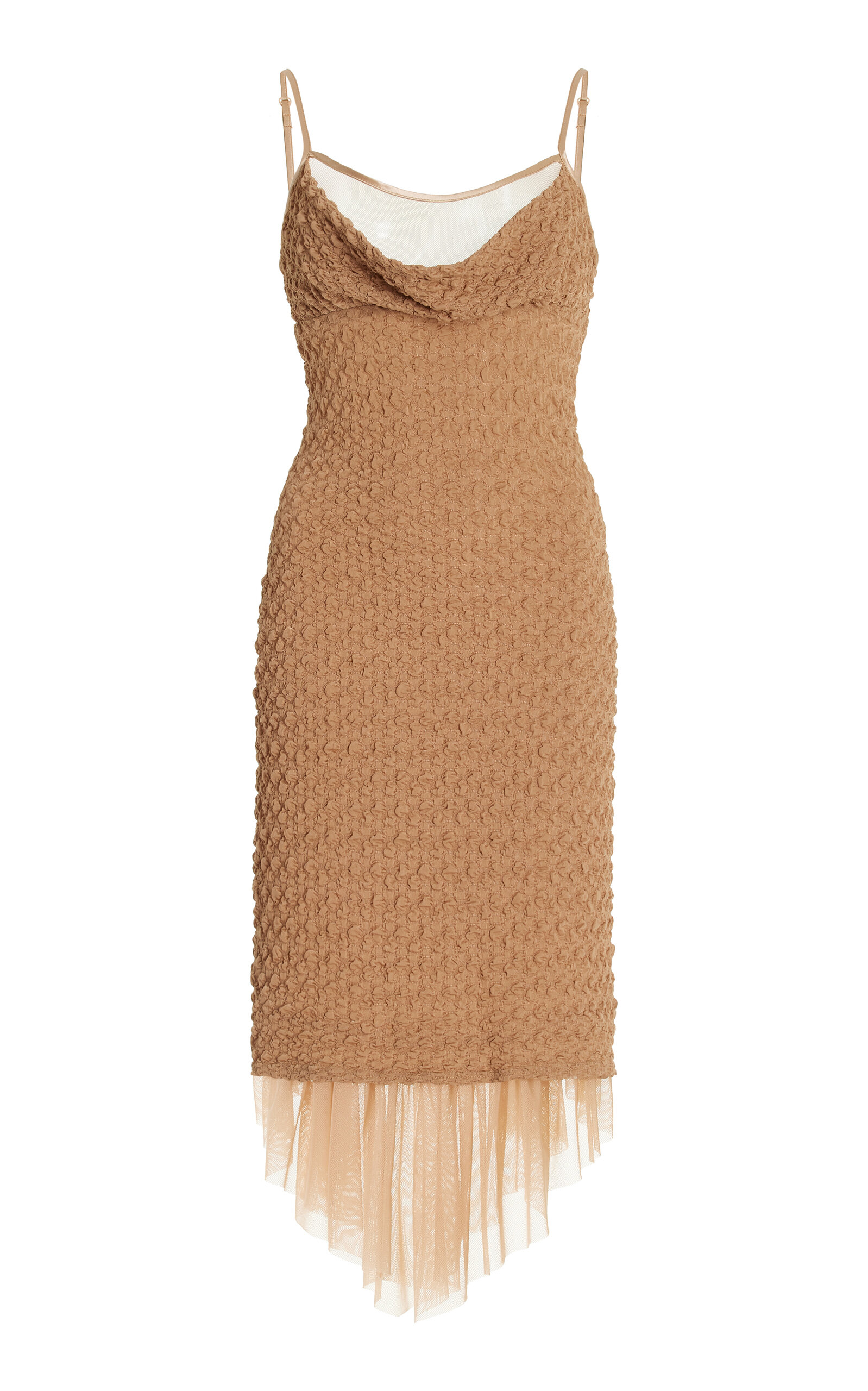 Shop Fait Par Foutch Exclusive Emeline Textured-knit Nylon Midi Dress In Brown