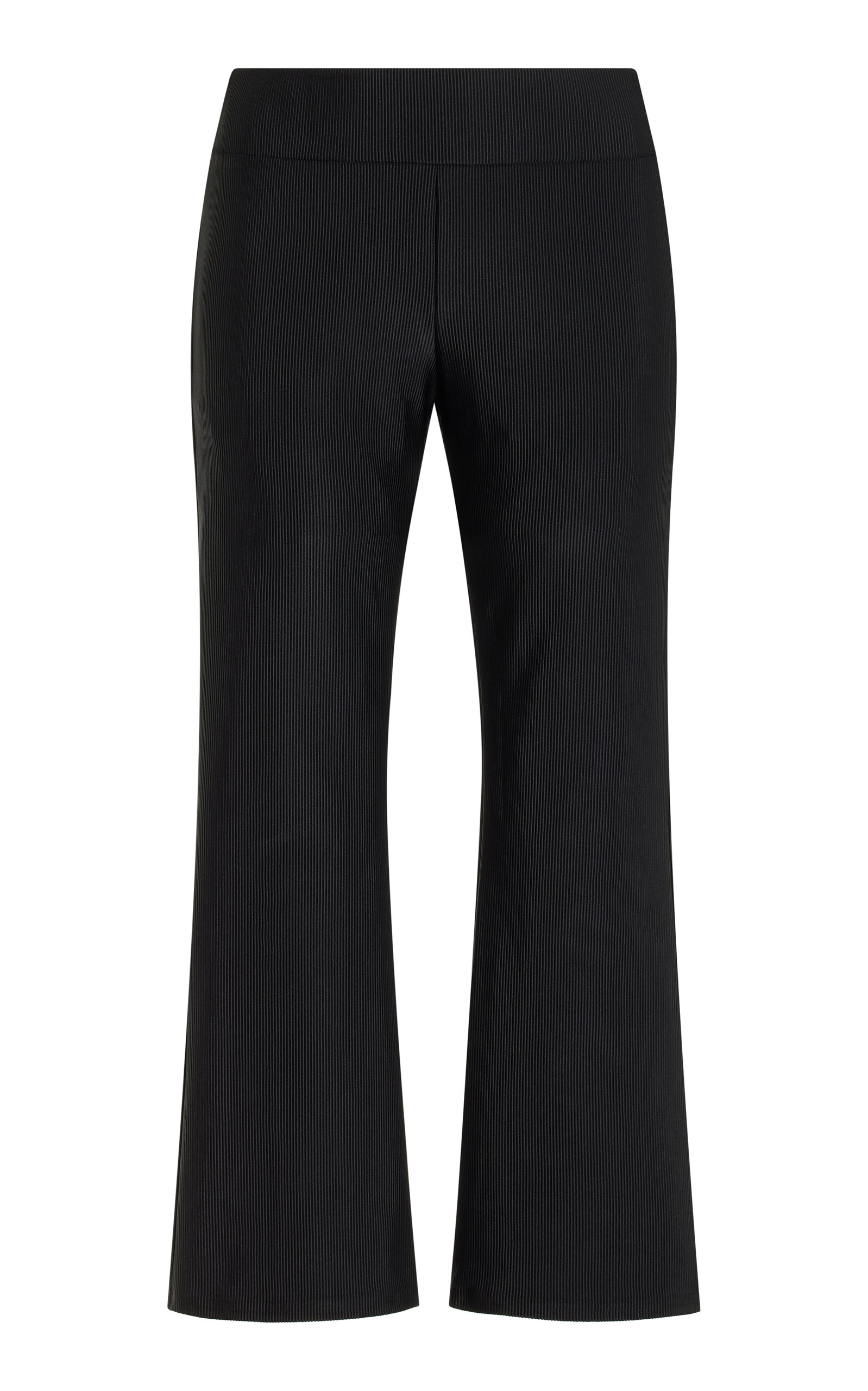 Shop Fait Par Foutch Marie Flared Ribbed-knit Nylon Capri Pants In Black