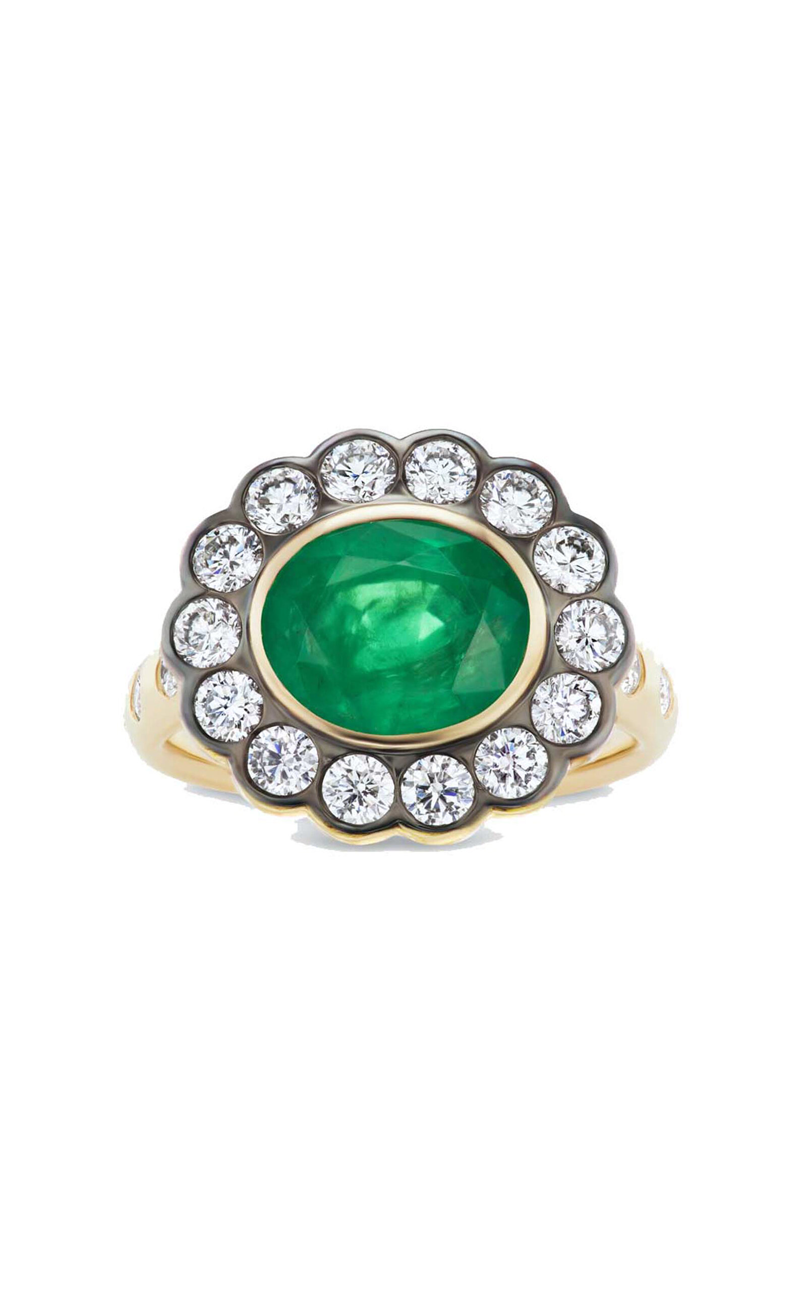 Alexandra 14K Yellow Gold; Emerald And Diamond Ring