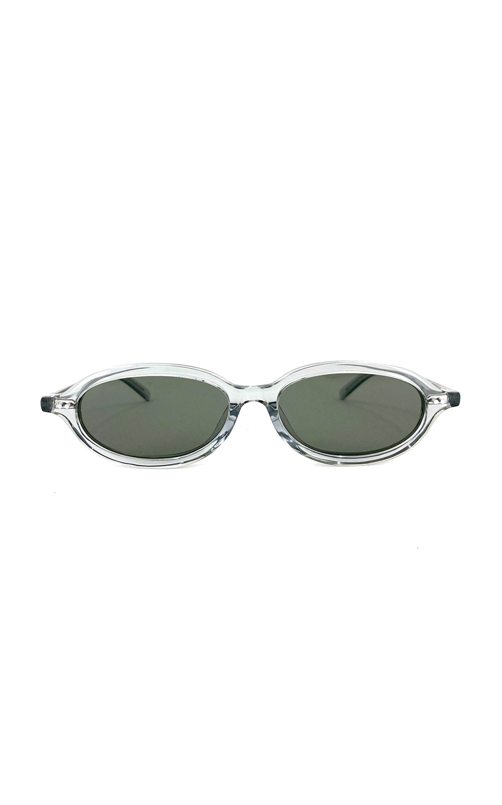 Shop St Agni 90's Slim Oval Acetate Sunglasses In Grey