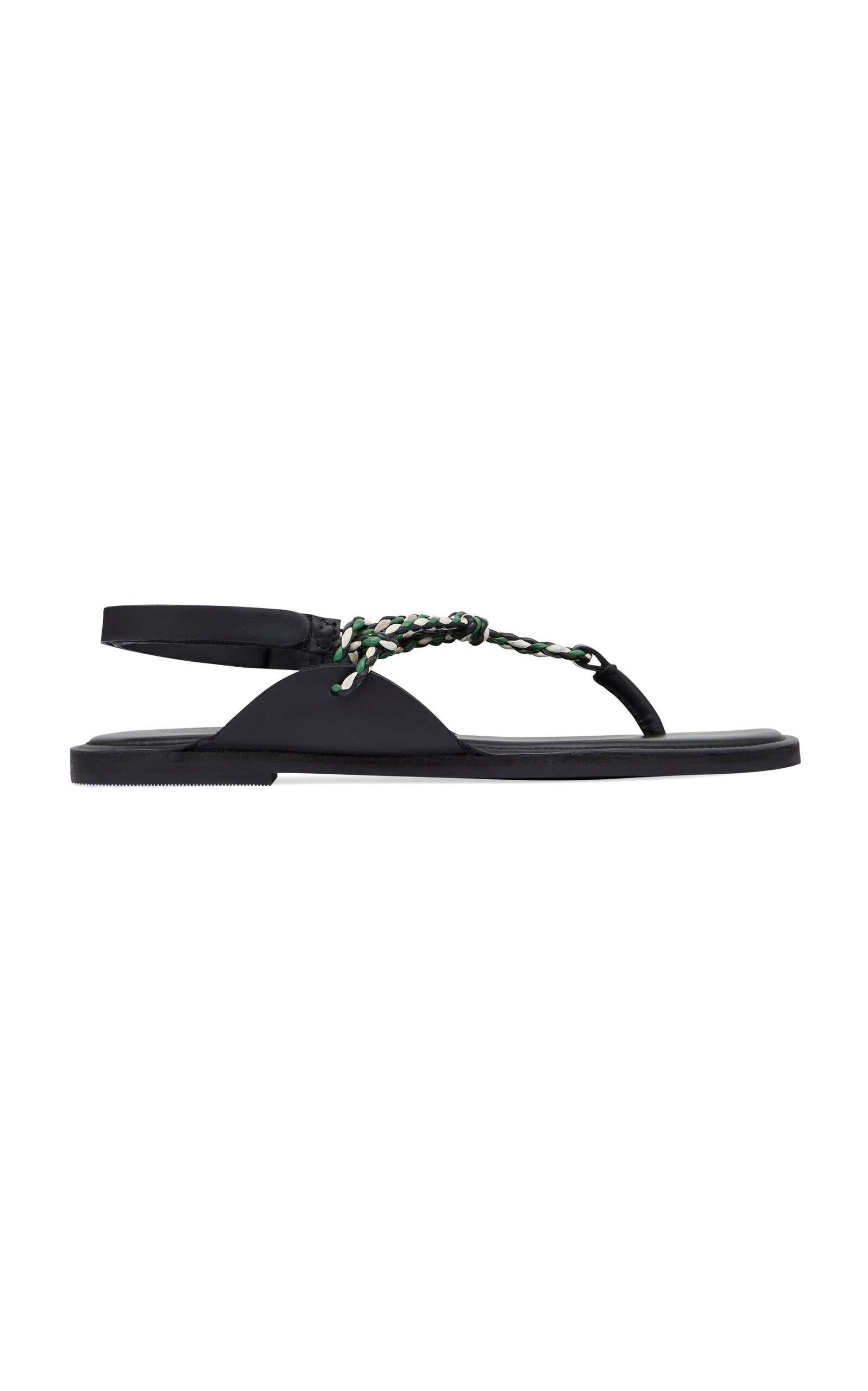 Shop St Agni Woven Rope Leather Sandals In Green