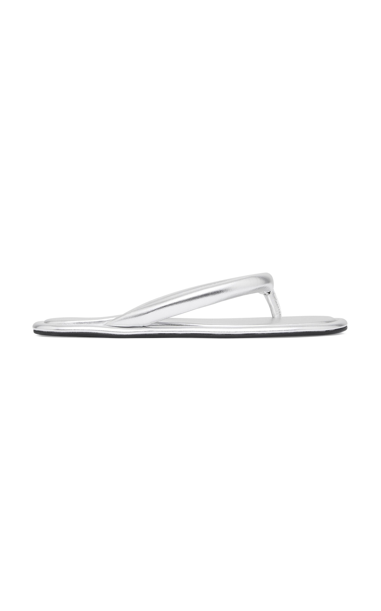 Shop St Agni Sumi Leather Slides In Silver