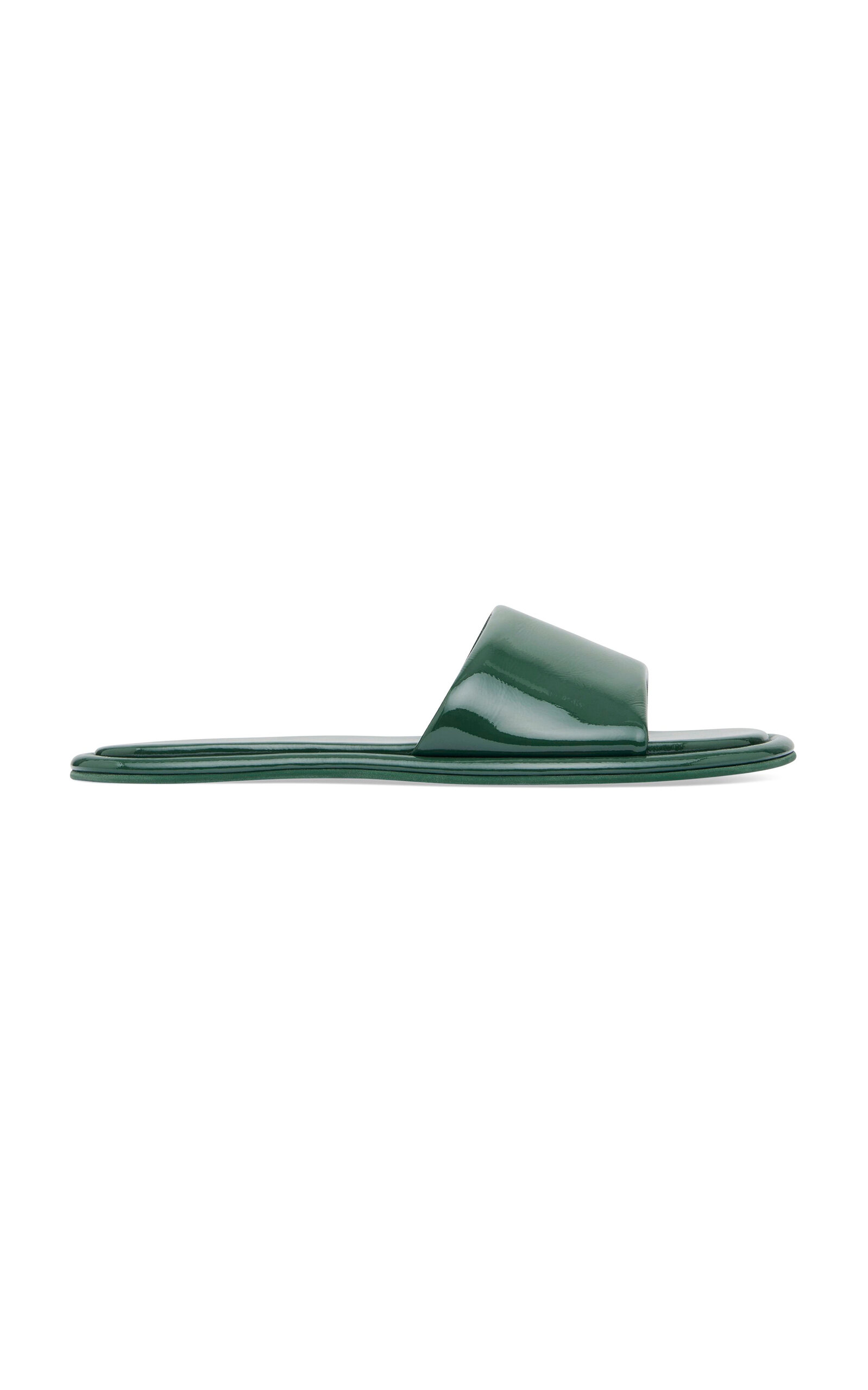 Shop St Agni Soft Leather Slippers In Green