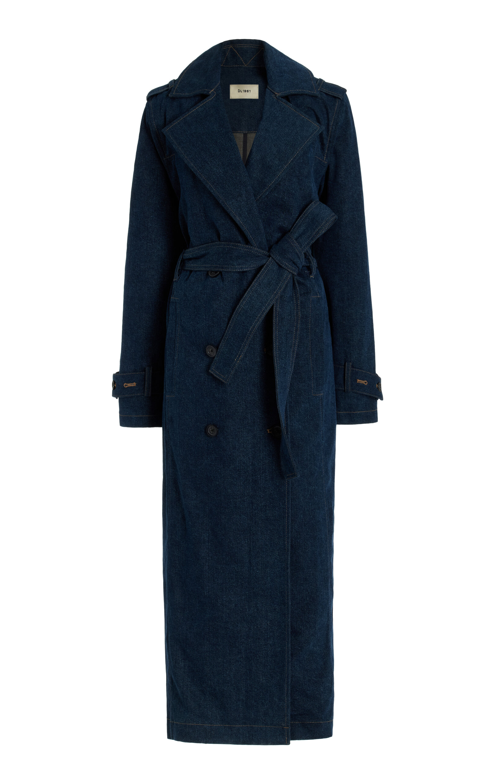 Shop Dl1961 Denim Trench Coat In Blue