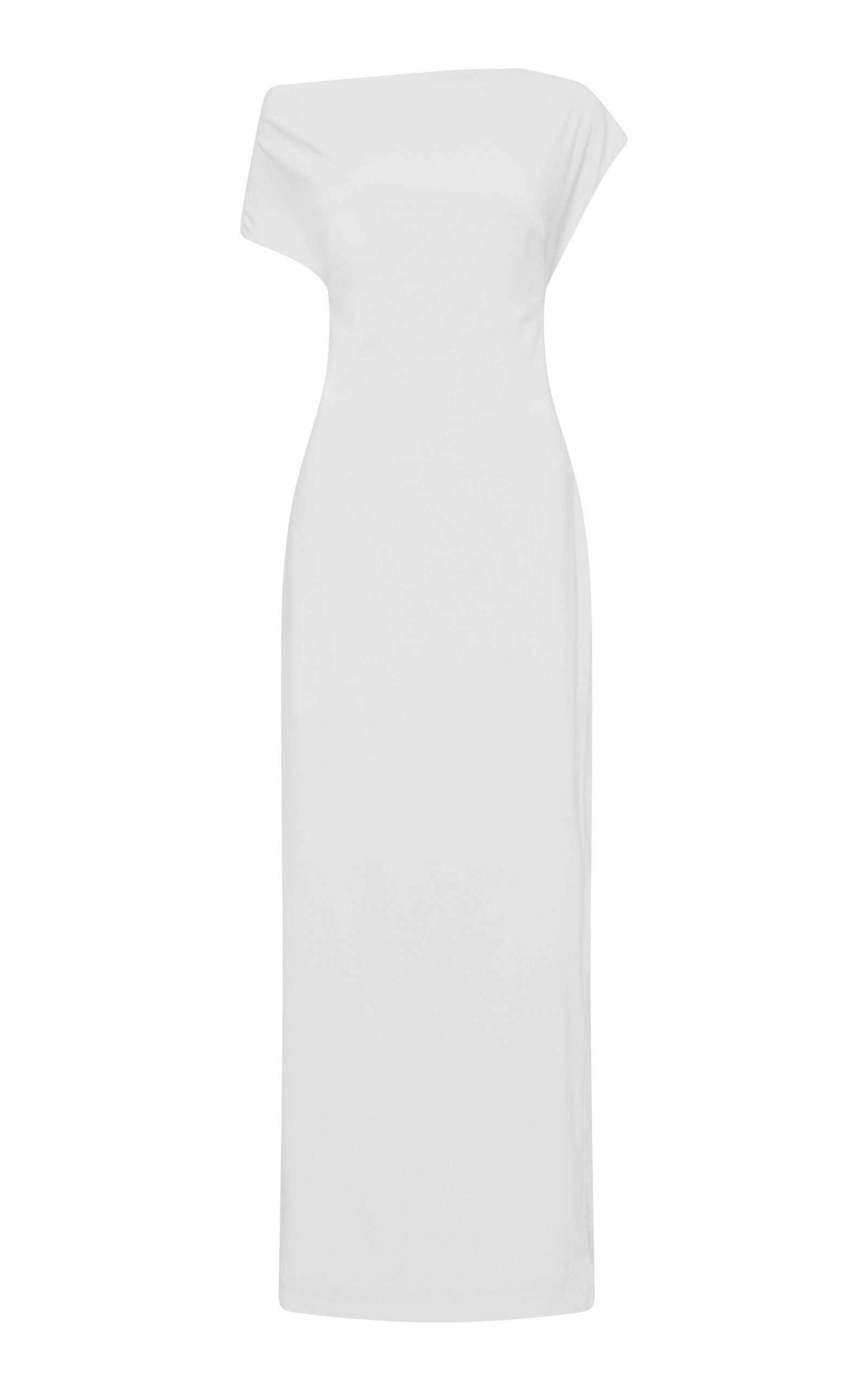 Shop St Agni Asymmetric Jersey Maxi Dress In Silver