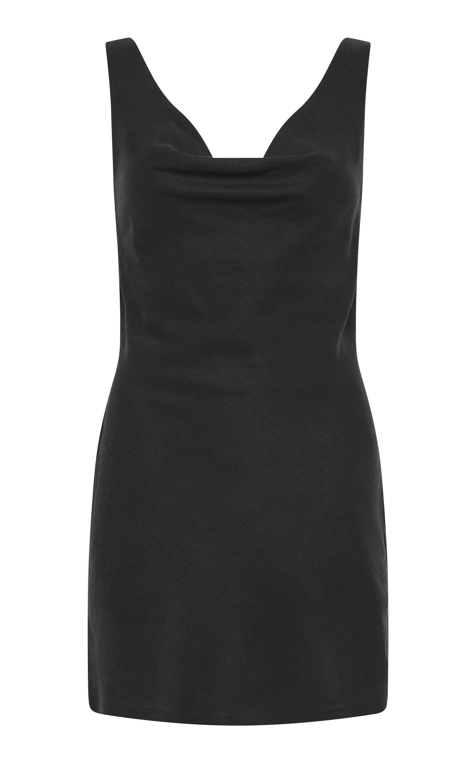 Shop St Agni Draped Tencel-linen Mini Dress In Black
