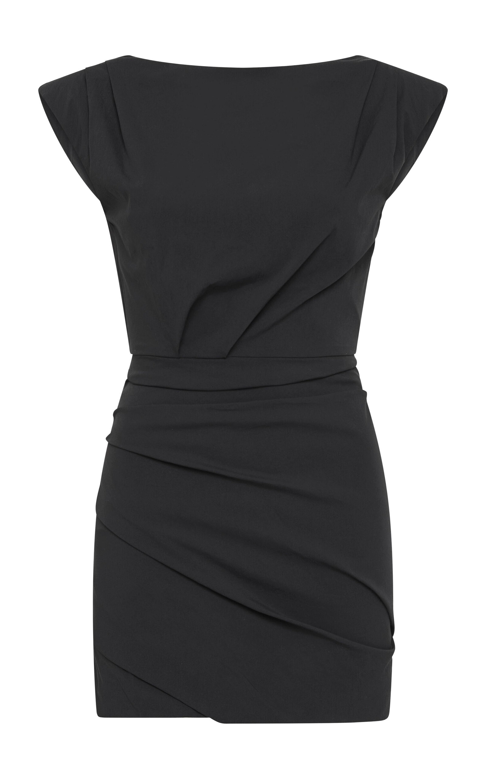 Shop St Agni Bateau Tucked Cotton-nylon Mini Dress In Black