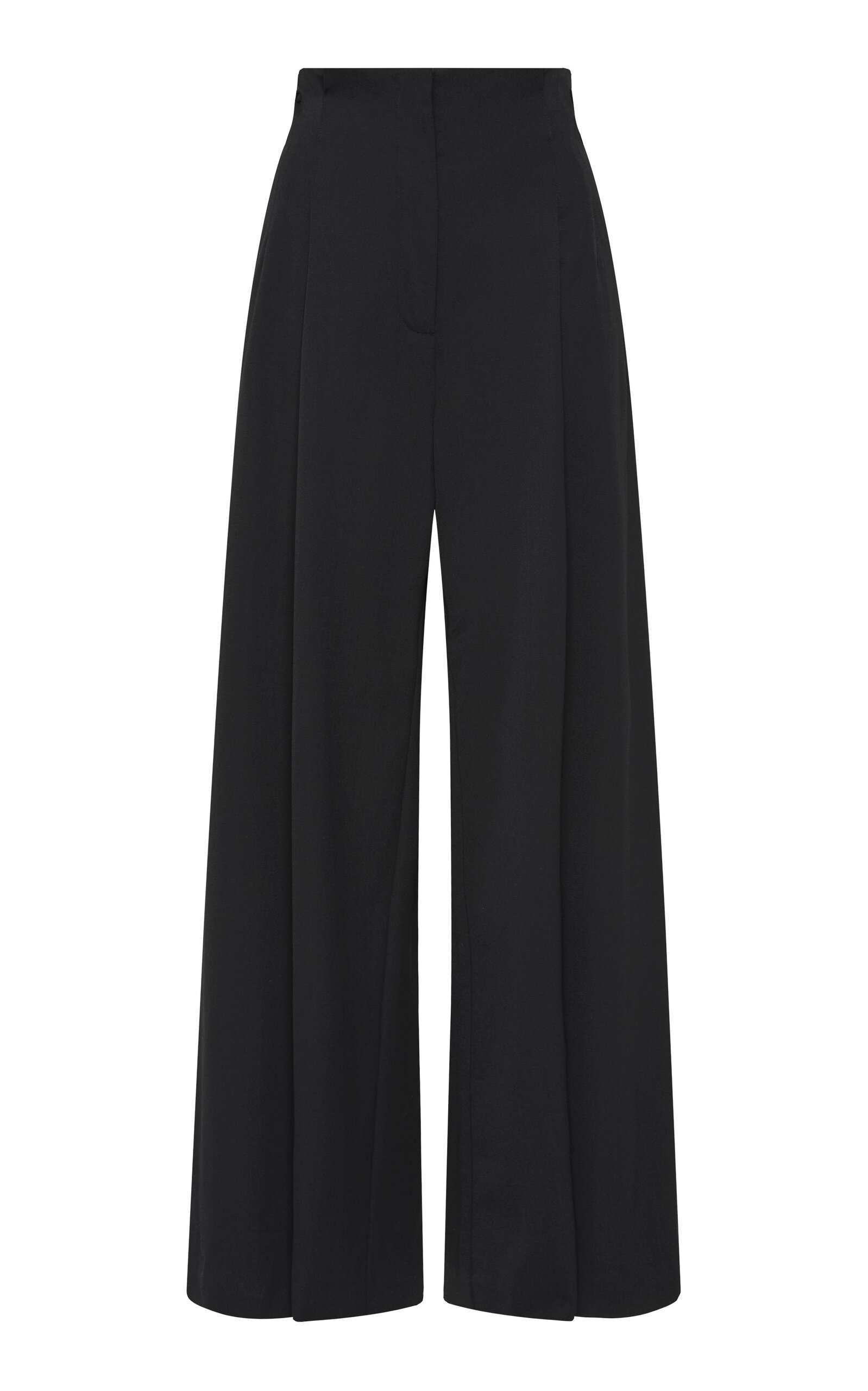 Paperbag-Waist Stretch-Wool Wide-Leg Pants