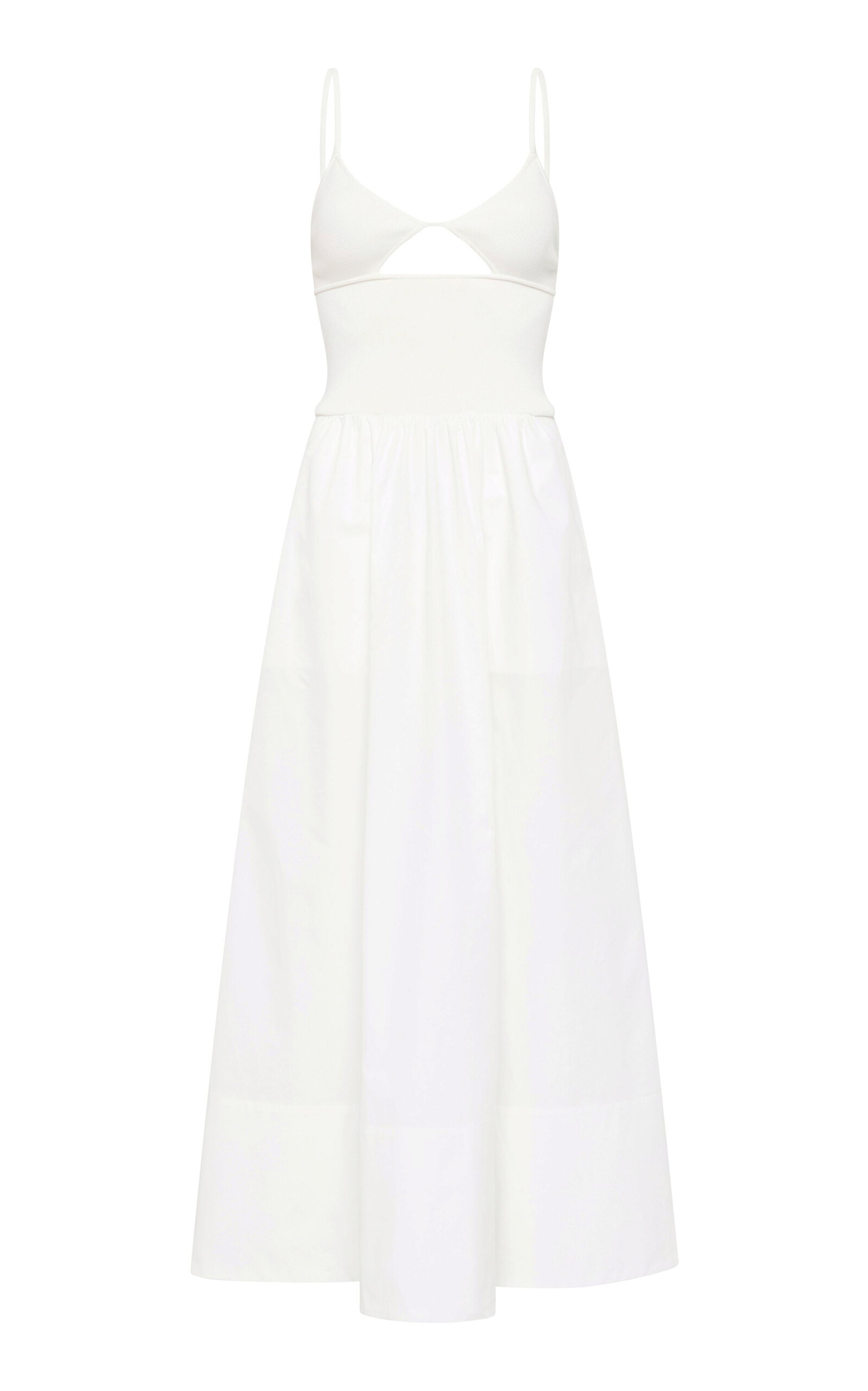 Shop St Agni Knit-poplin Combo Maxi Dress In White