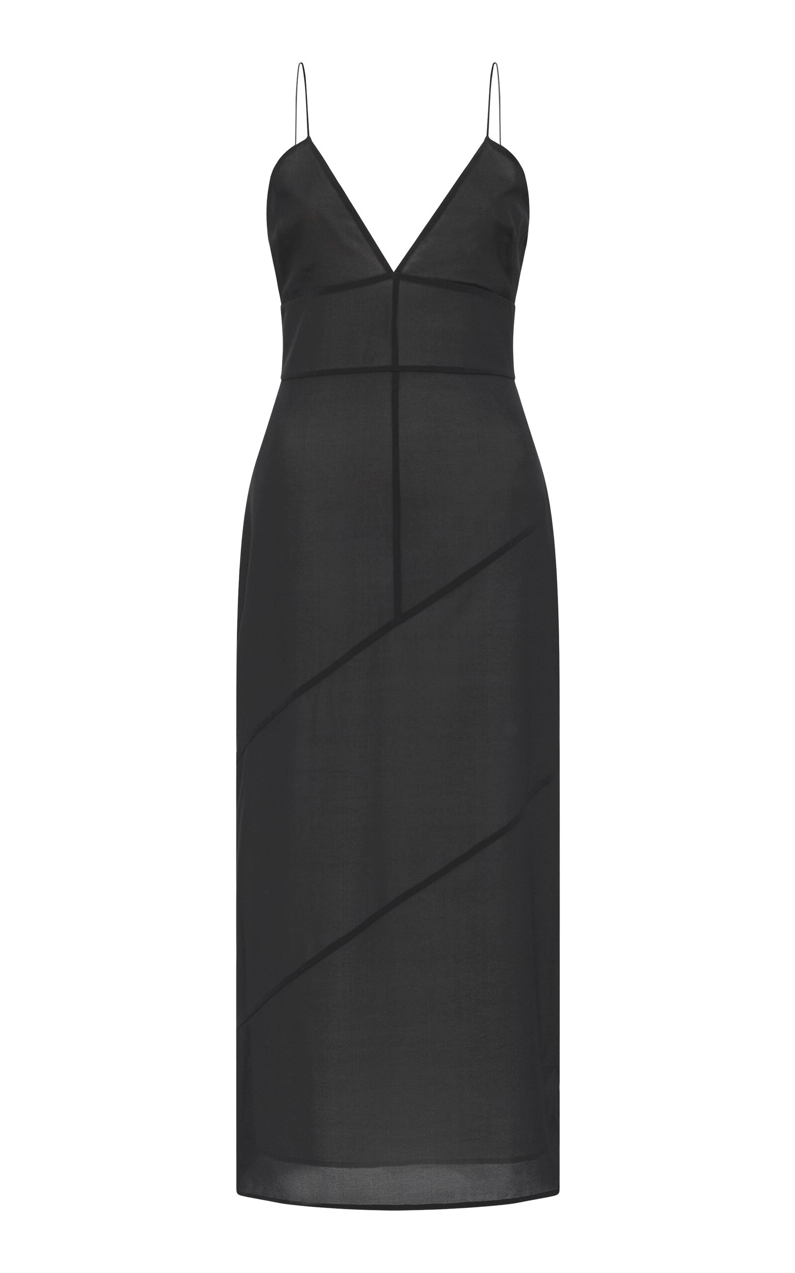 Shop St Agni Paneled Stretch- Silk Midi Slip Dress In Black