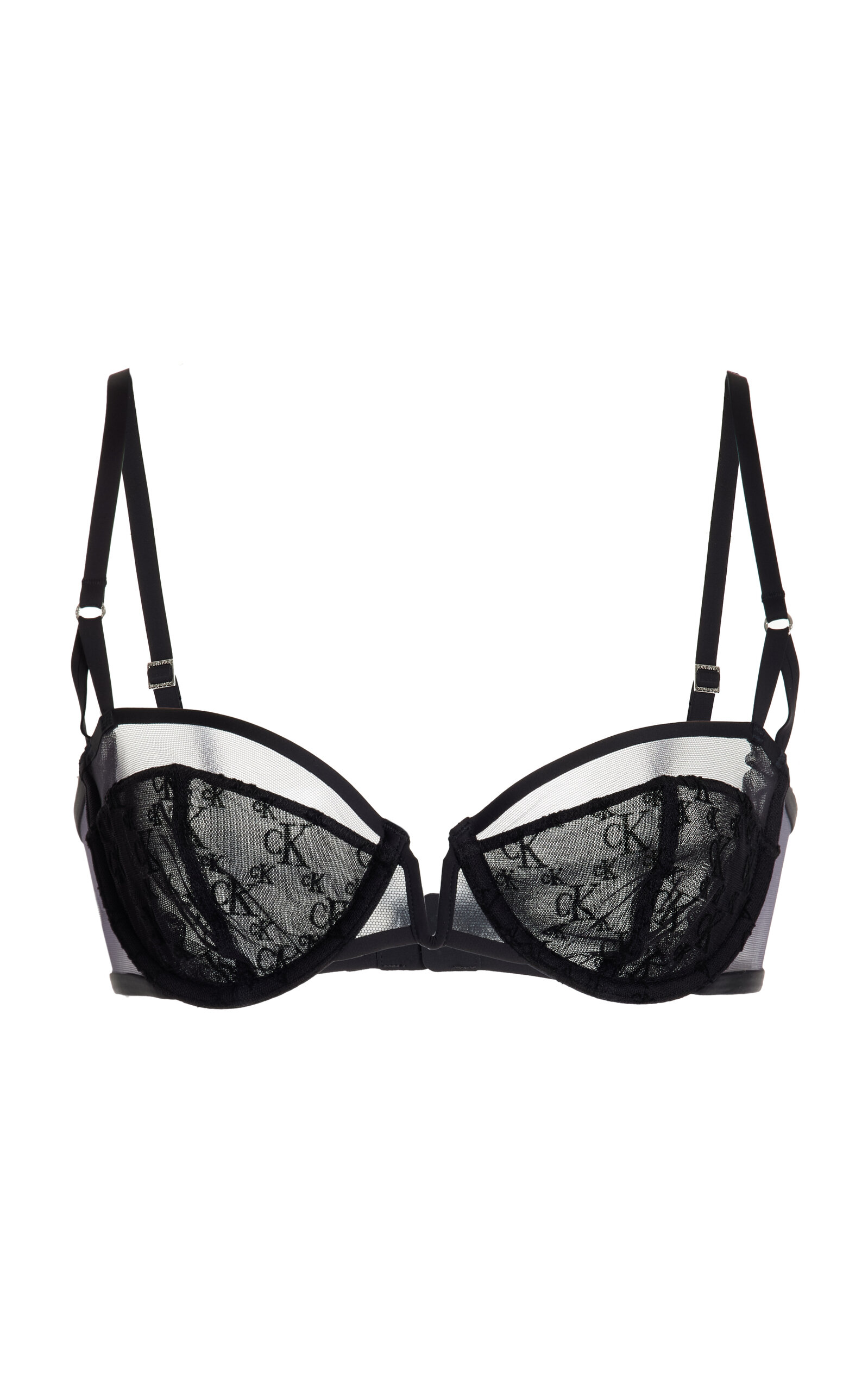 Shop Nensi Dojaka For Calvin Klein Flocked Balconette Bra In Black,white