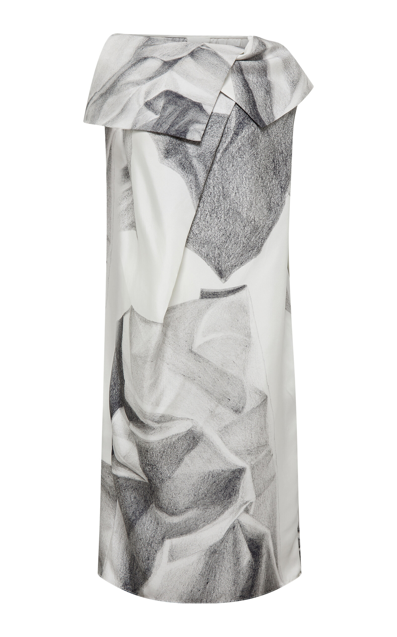 Folded Silk Twill Midi Cocoon Dress