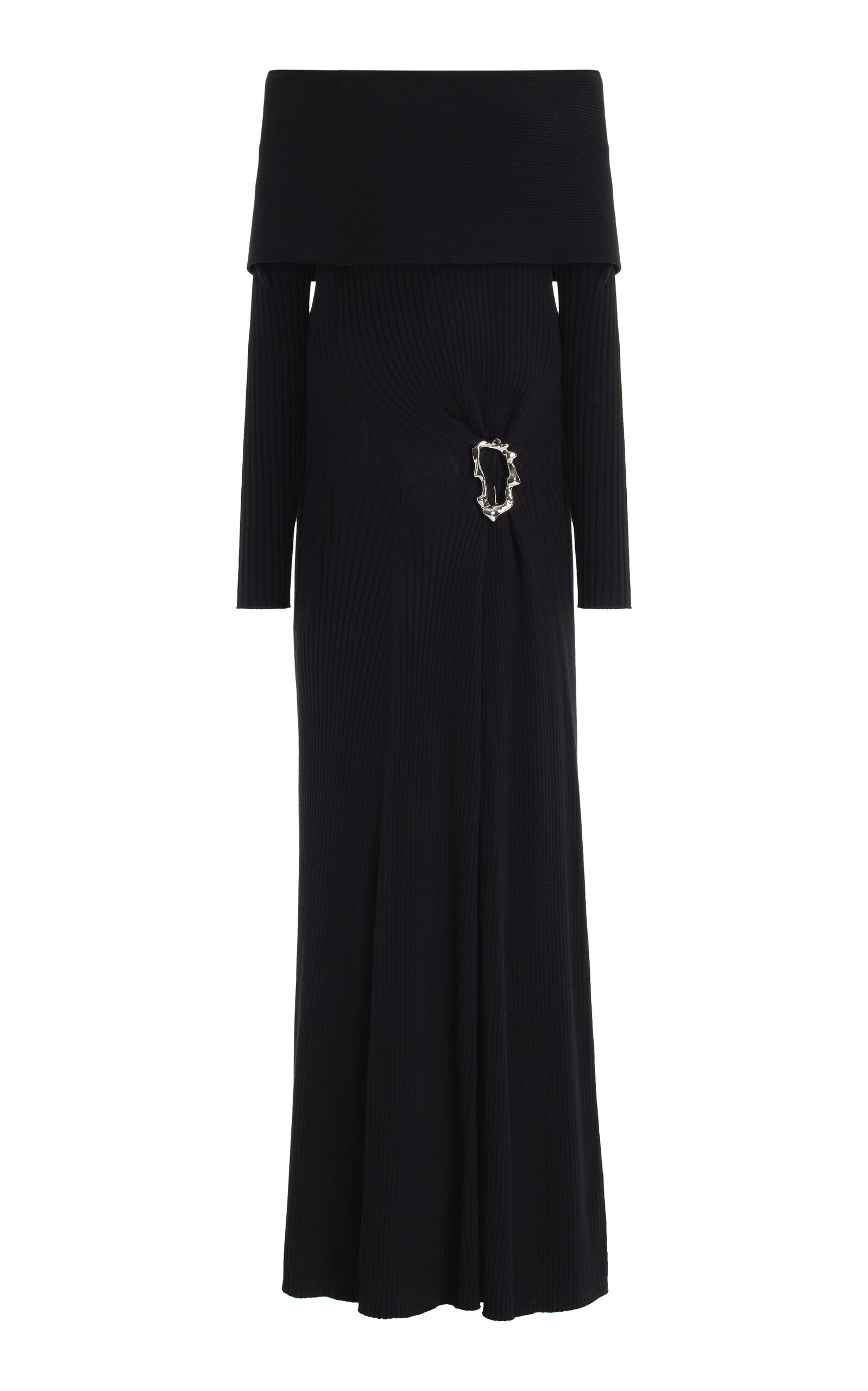 Shop Anna Quan Phoebe Off-the-shoulder Knit-cotton Maxi Dress In Black