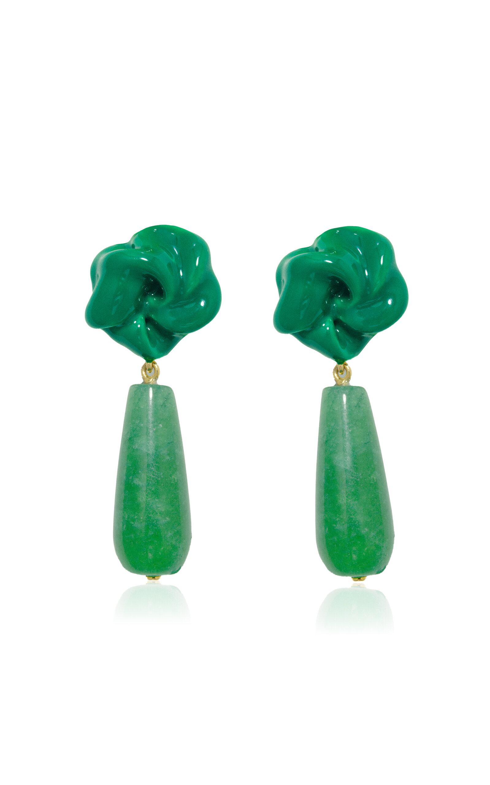 Shop Completedworks The Depths Of Time Enamel And Chalcedony Drop Earrings In Green