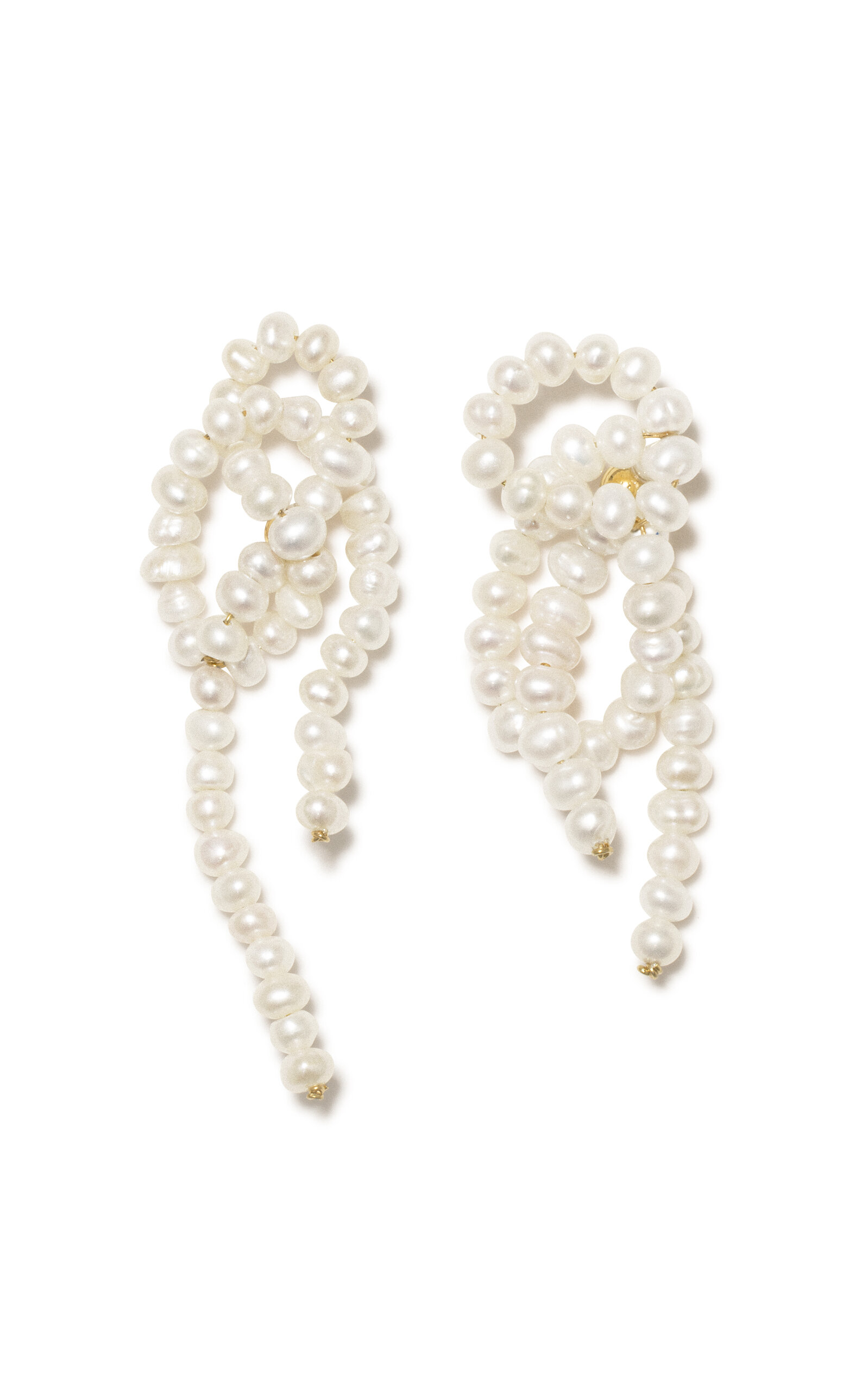 Shop Completedworks The Break Between The Clouds Pearl Knot Drop Earrings In White