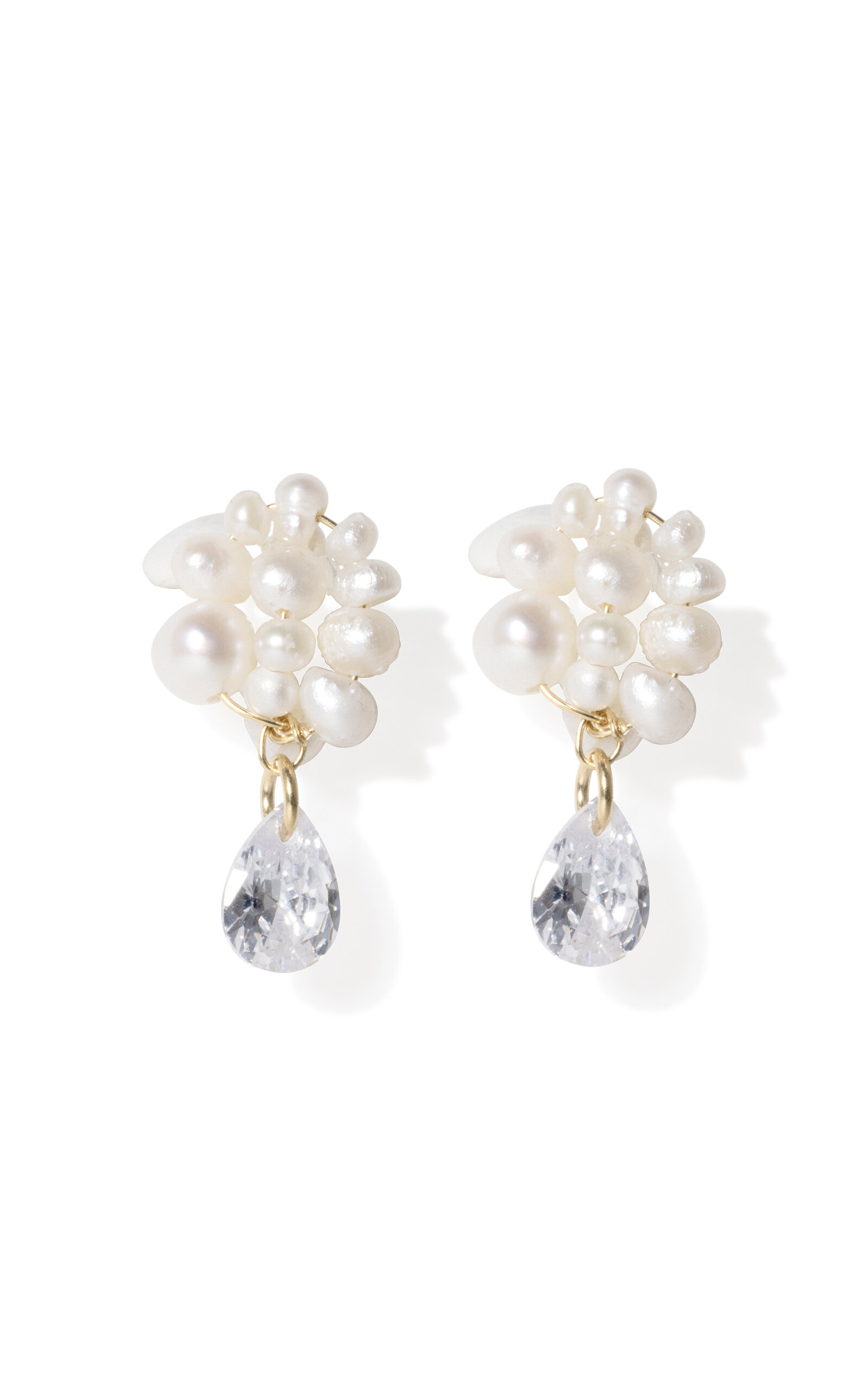 Shop Completedworks Time Is Layered In Ice Pearl And Crystal Droplet Earrings In White