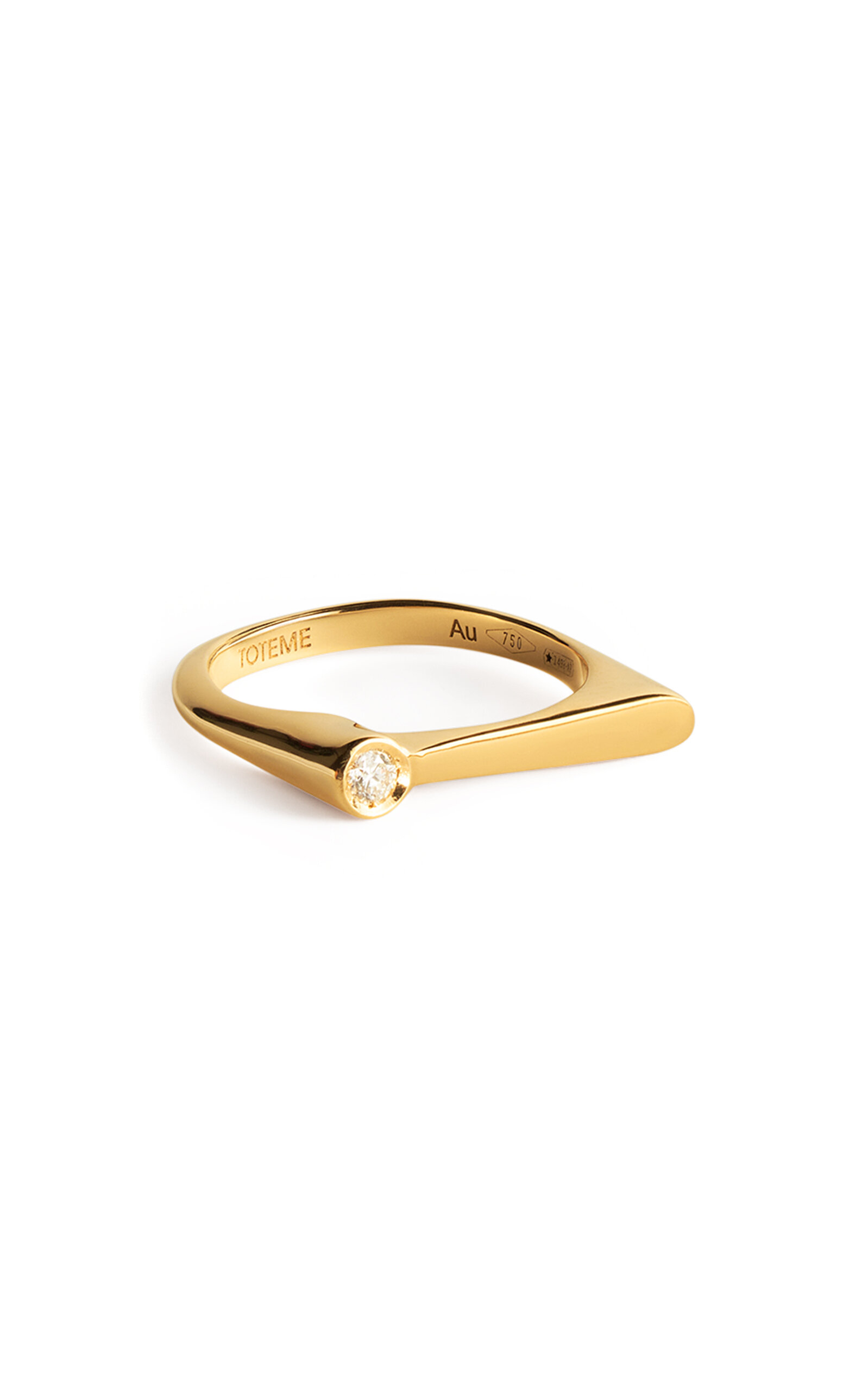 18K Yellow Gold Diamond Signet Midi Ring