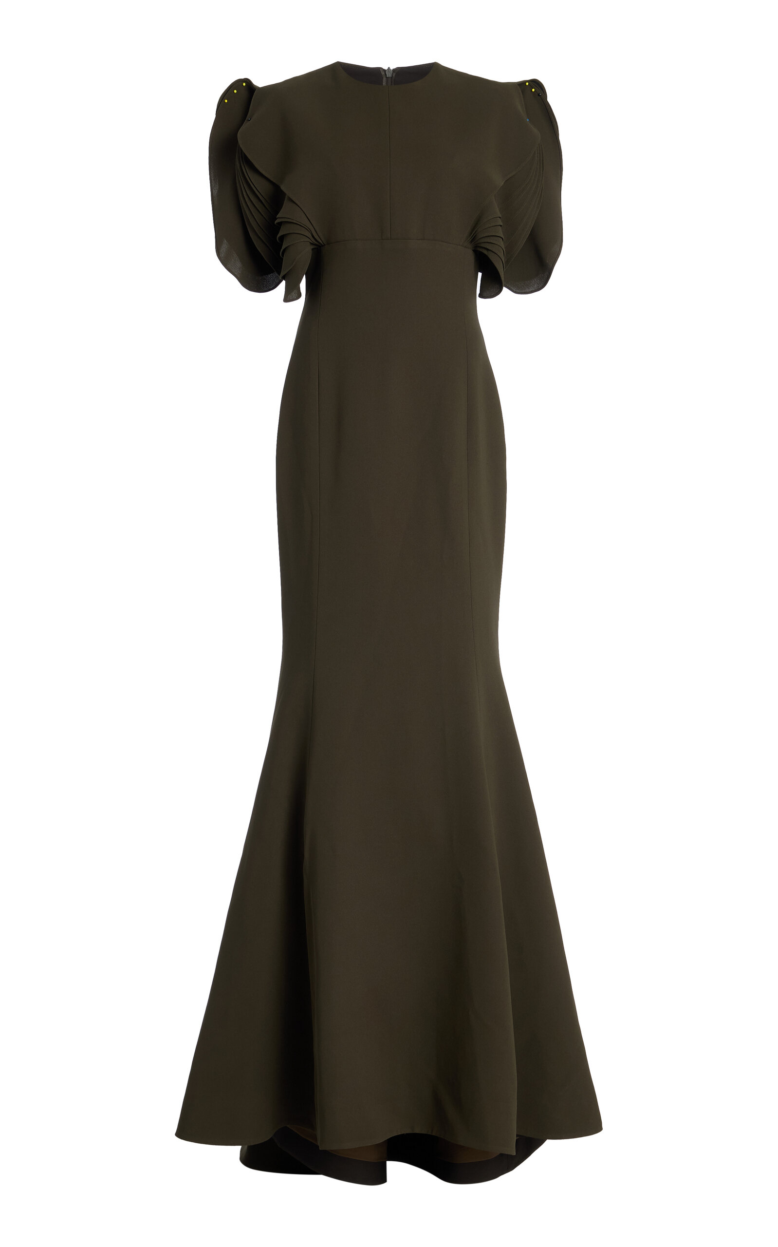 Petal-Sleeve Crepe Gown