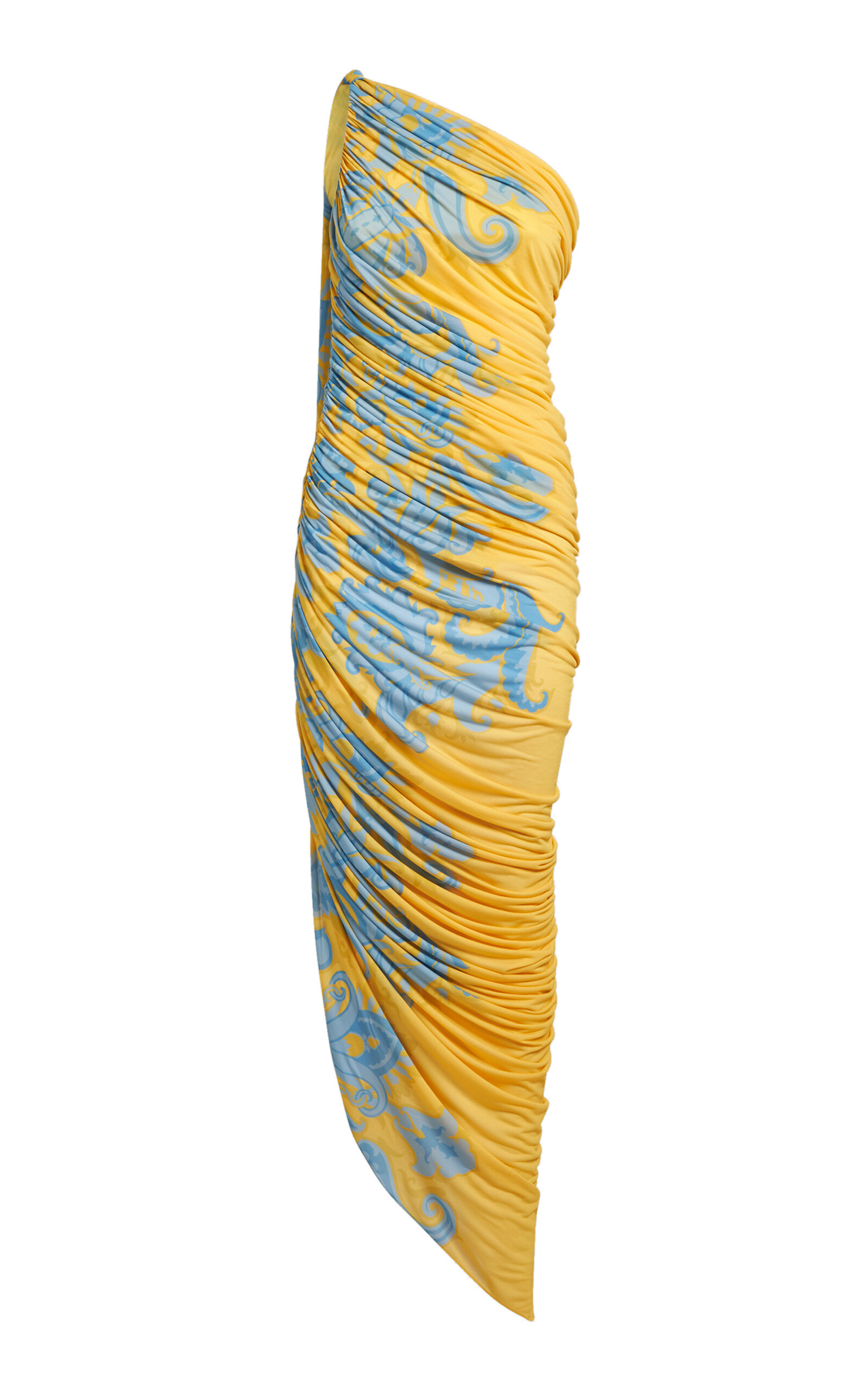 Shop Etro Ruched Jersey Maxi Dress In Multi