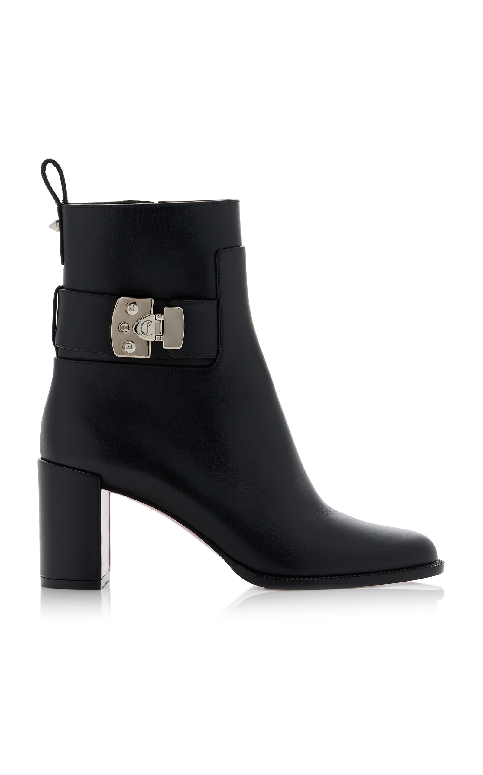 Shop Christian Louboutin Booty Lock 70mm Leather Ankle Boots In Black