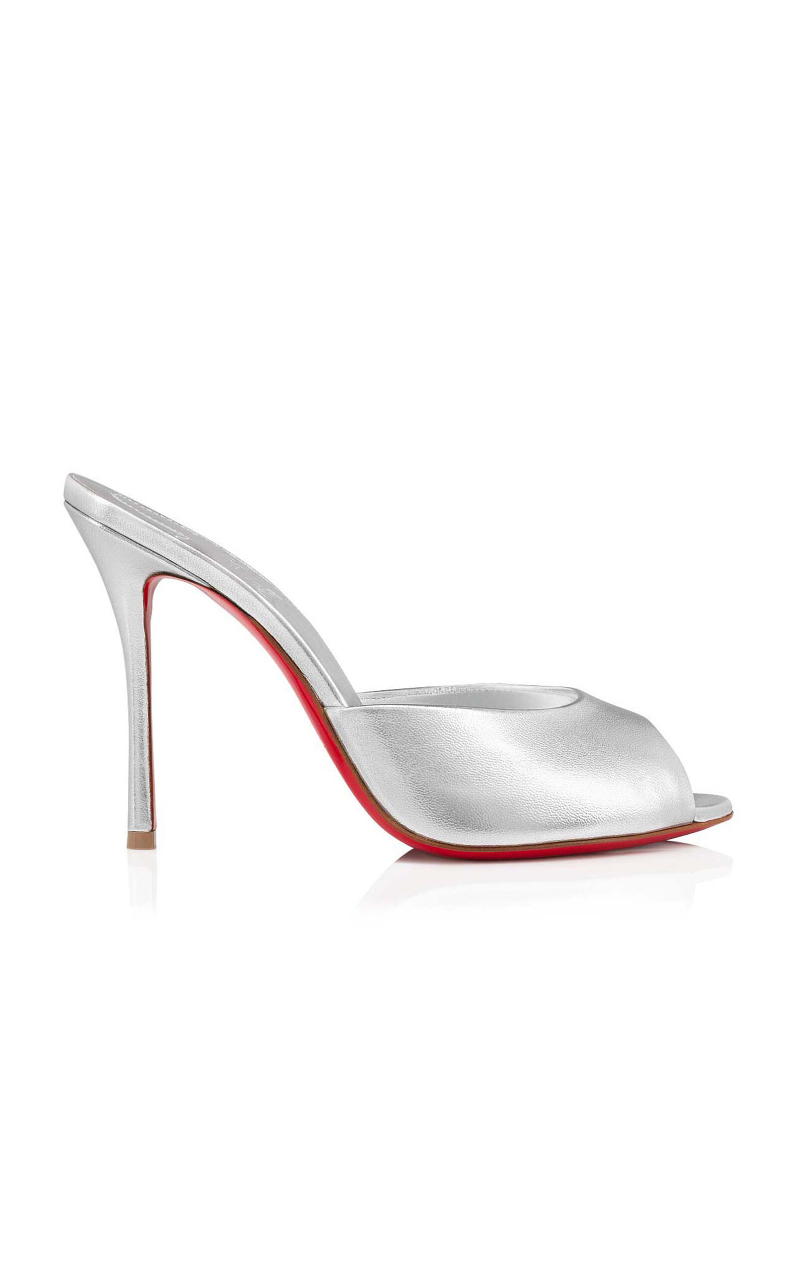 Shop Christian Louboutin Me Dolly 100mm Leather Mules In Silver