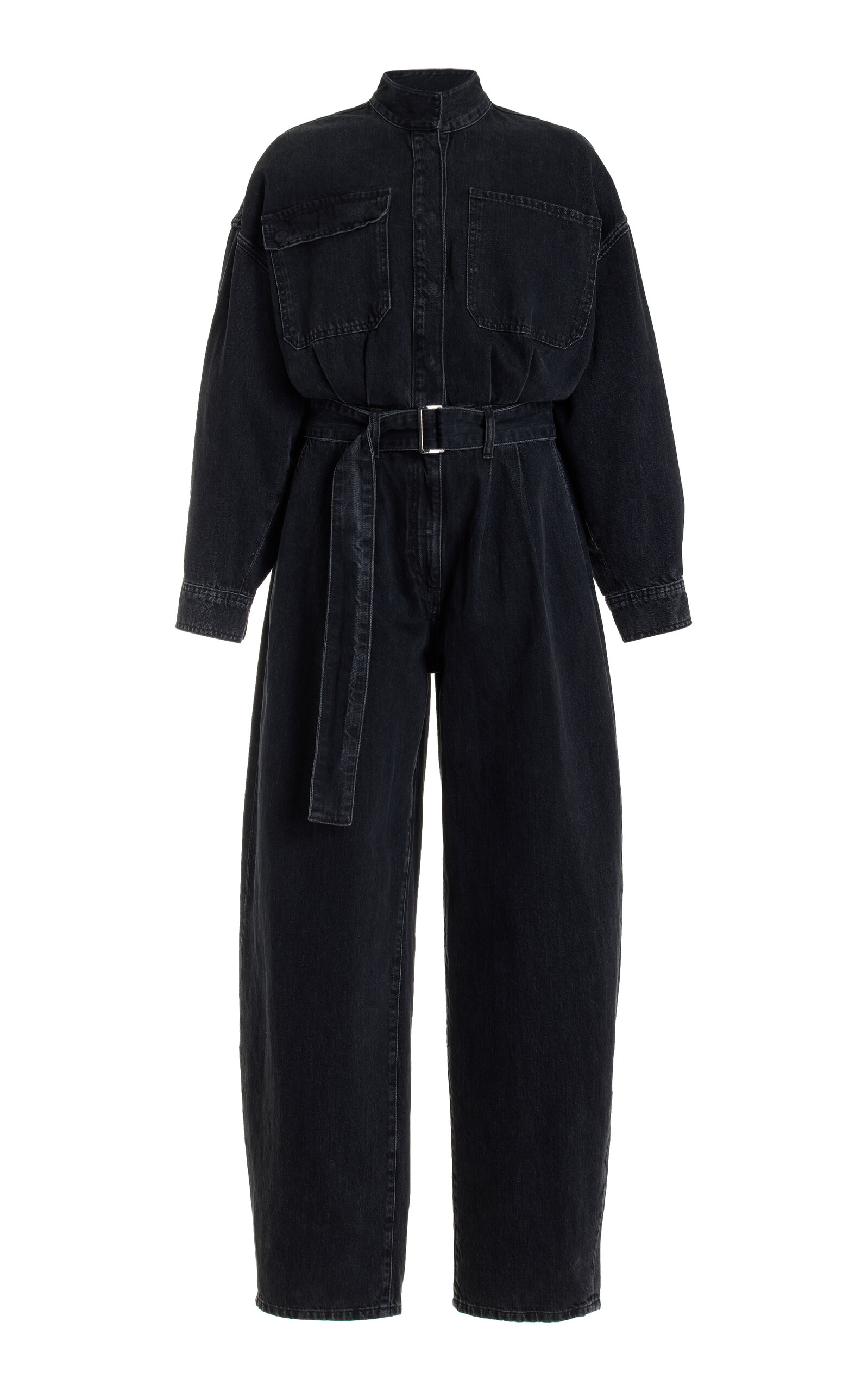 Shop Frame The Cocoon Denim Jumpsuit In Black