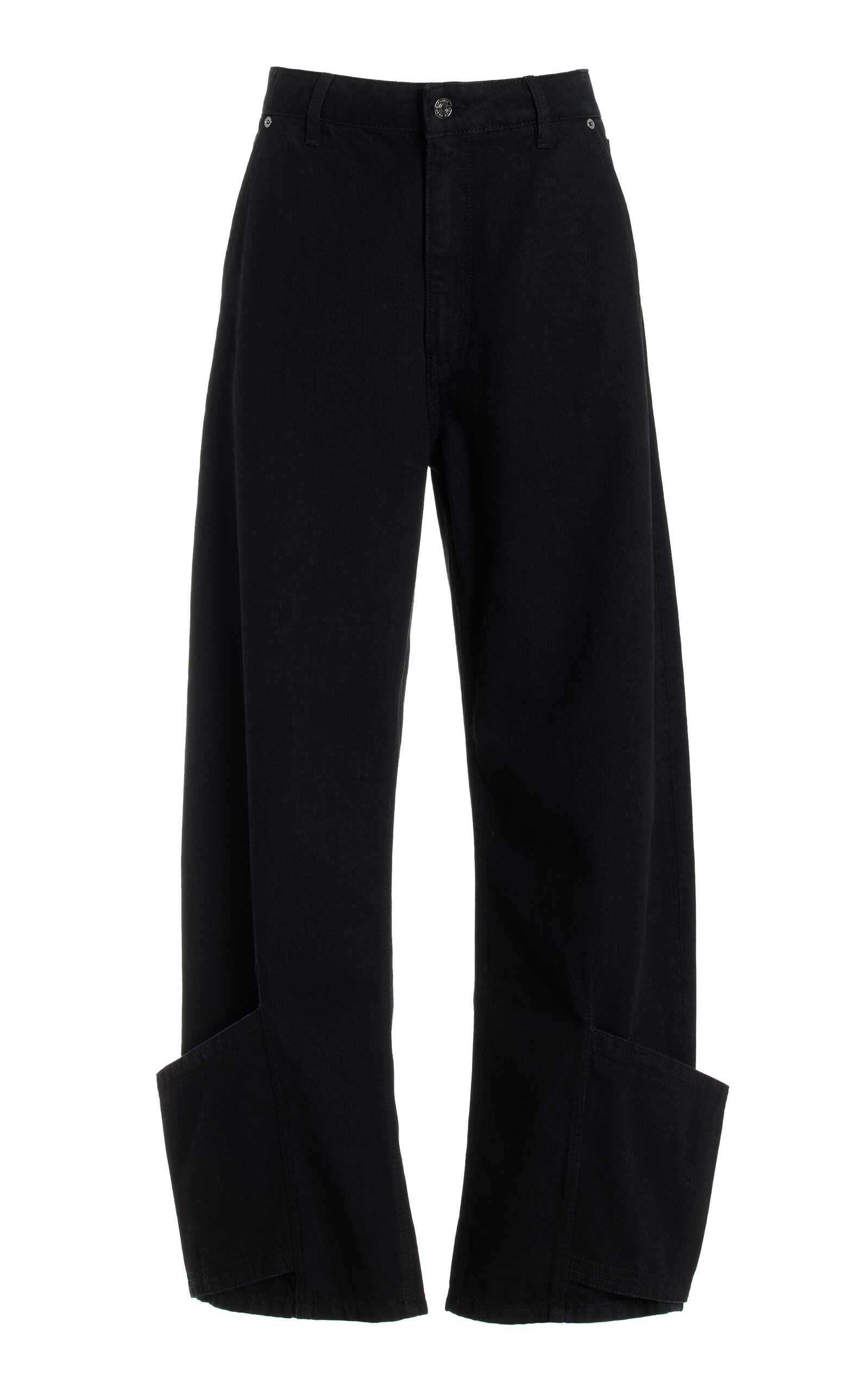 Shop Frame The Tab Mid-rise Straight-leg Jeans In Black