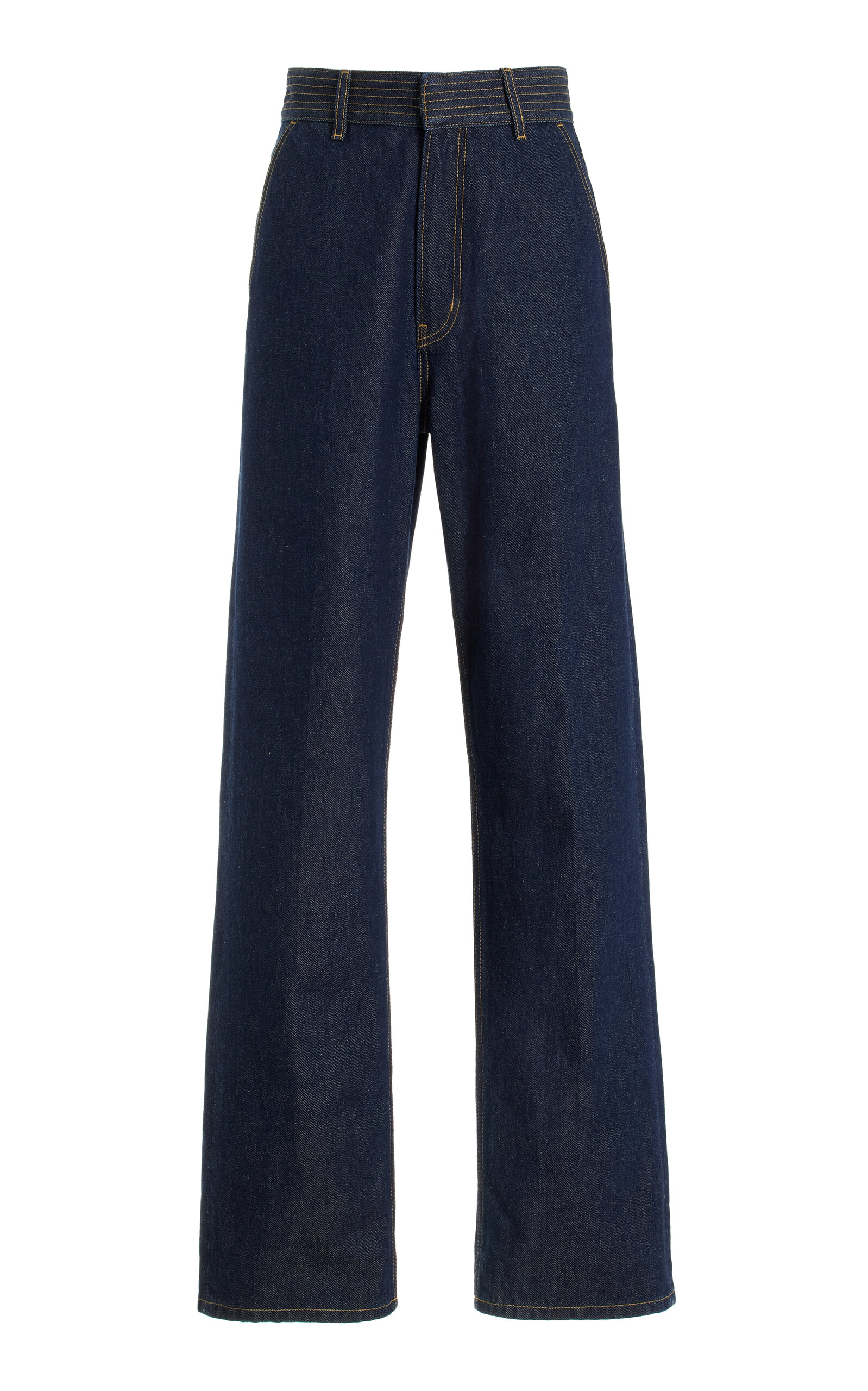 Shop Frame The Trapunto High-rise Flared Jeans In Blue