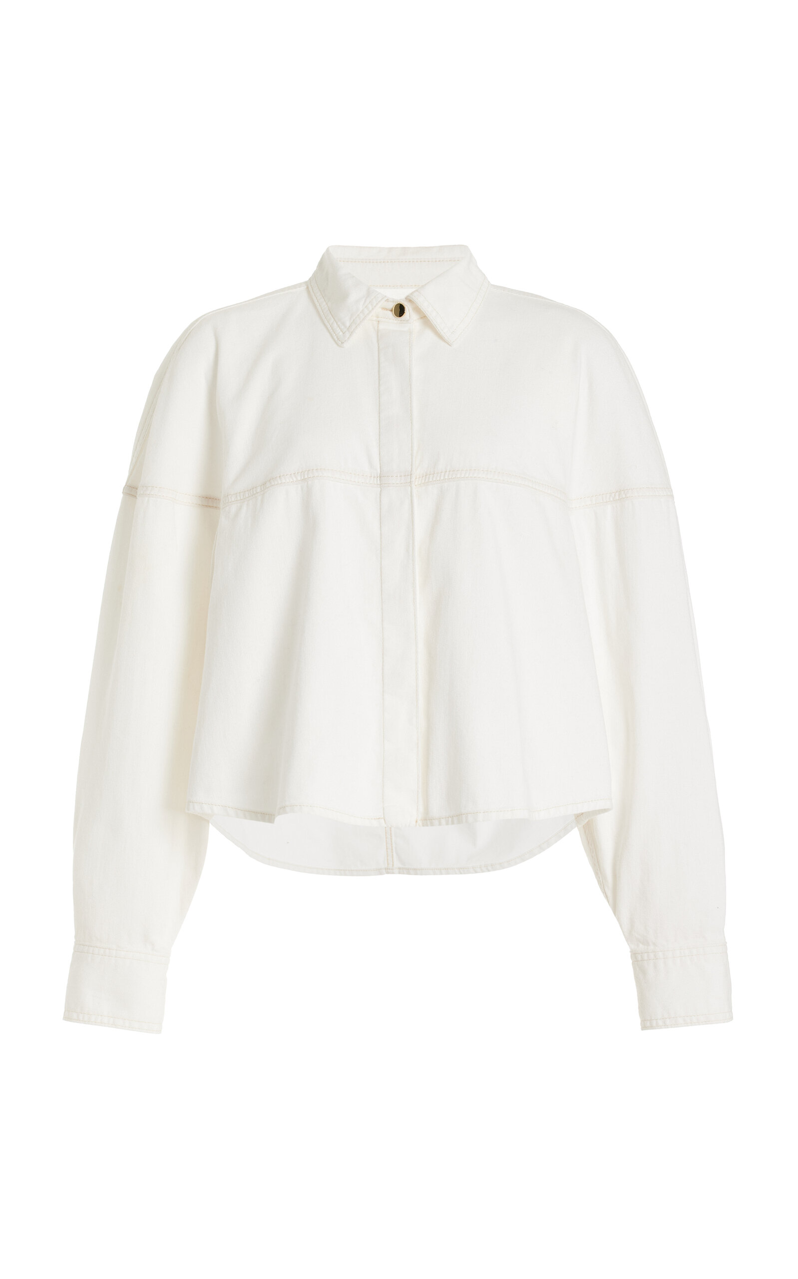 Shop Frame The Bubble Cropped Cotton Shirt In White