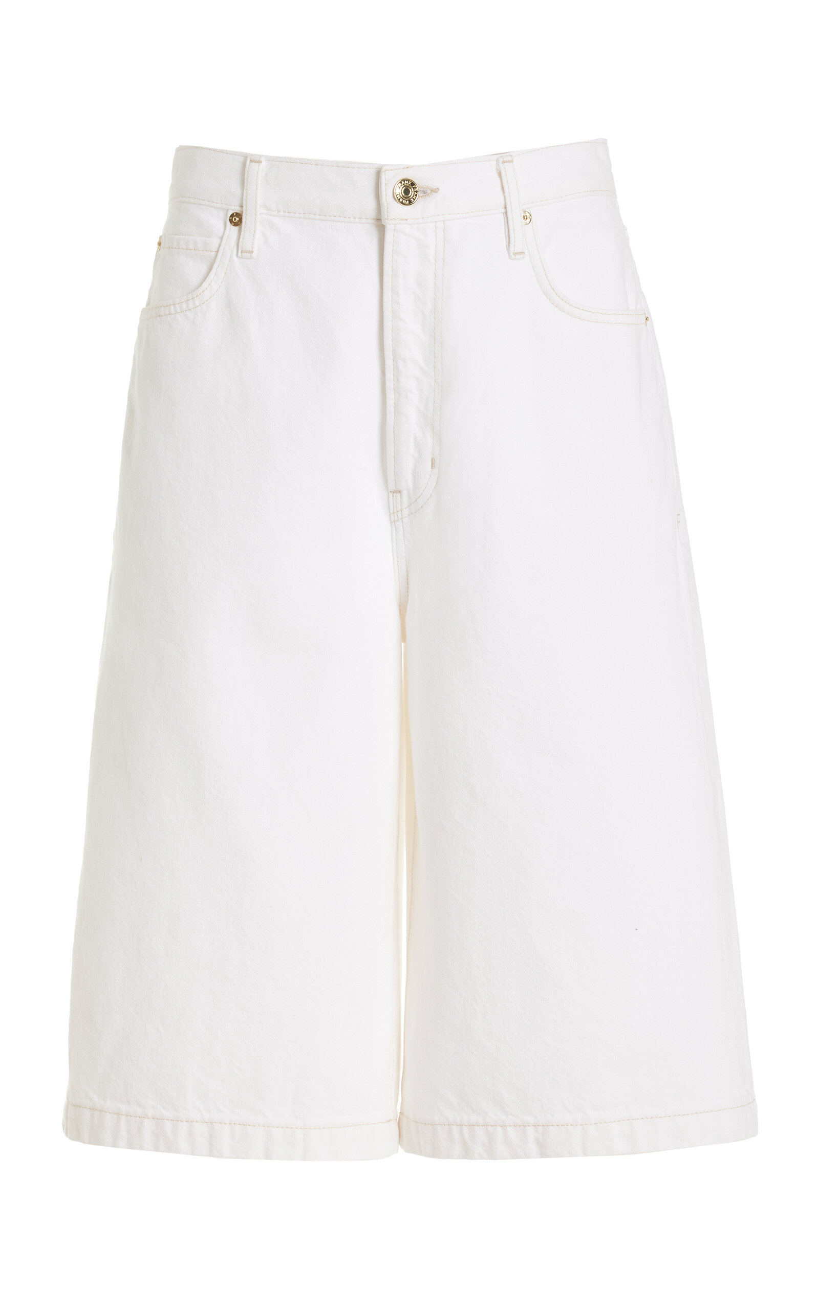 Shop Frame The Boy High-rise Denim Shorts In White