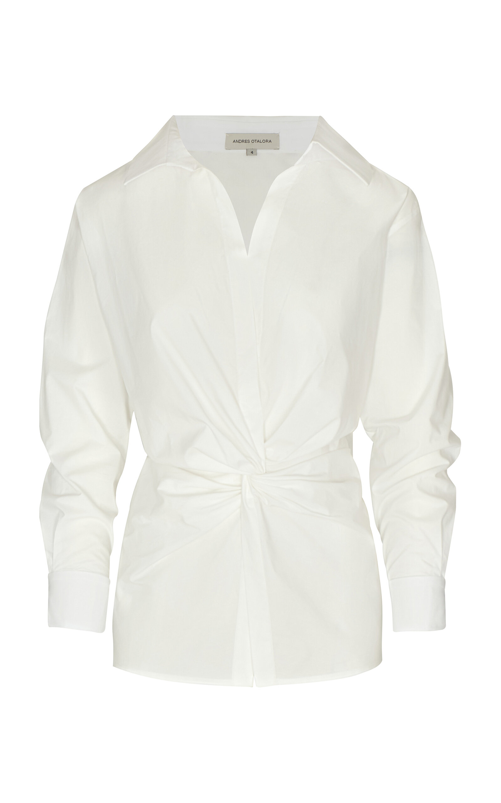 Shop Andres Otalora Suspiros Twisted Cotton Poplin Shirt In Off-white