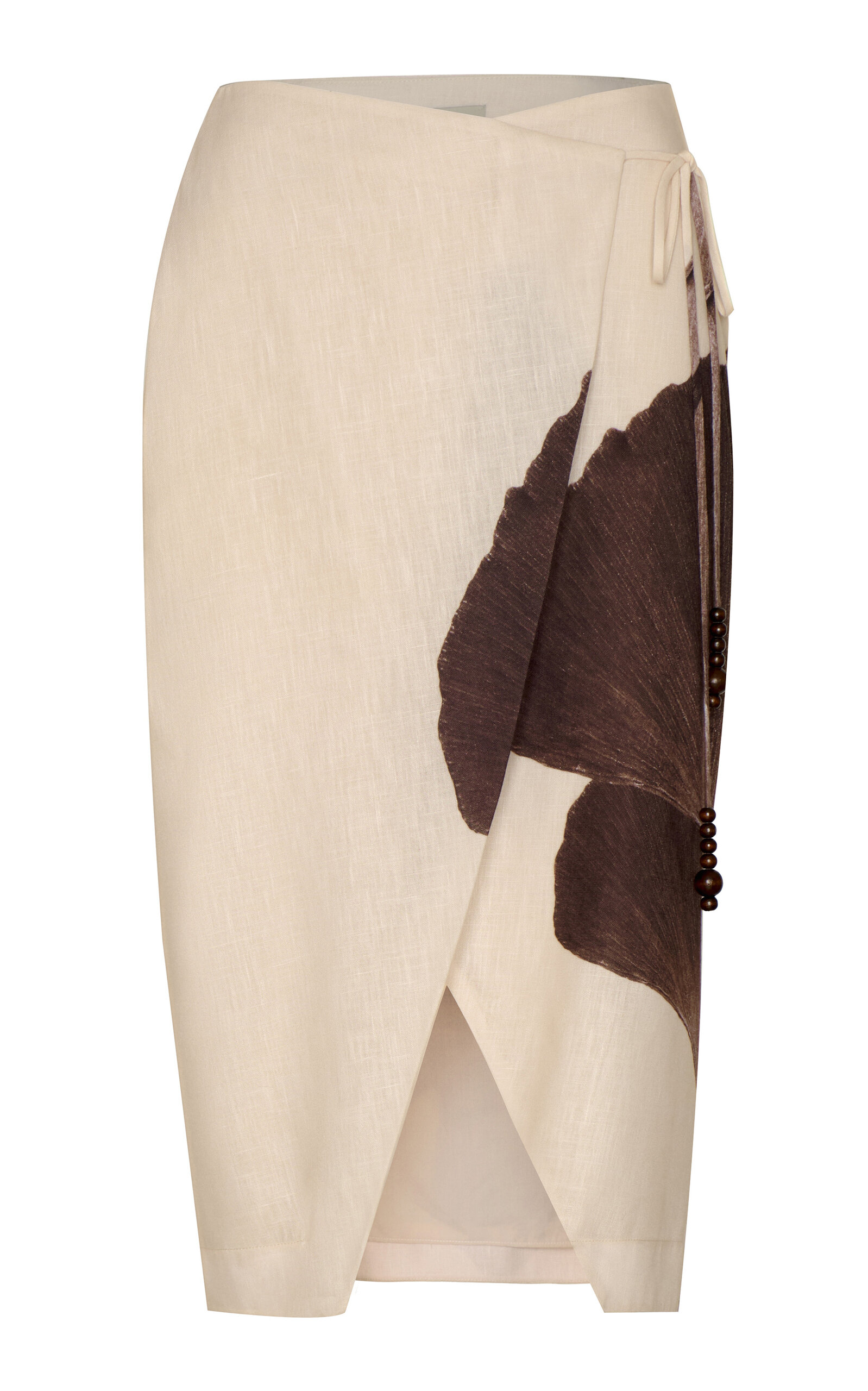 Shop Andres Otalora Flashed Wrapped Linen Midi Skirt In Brown