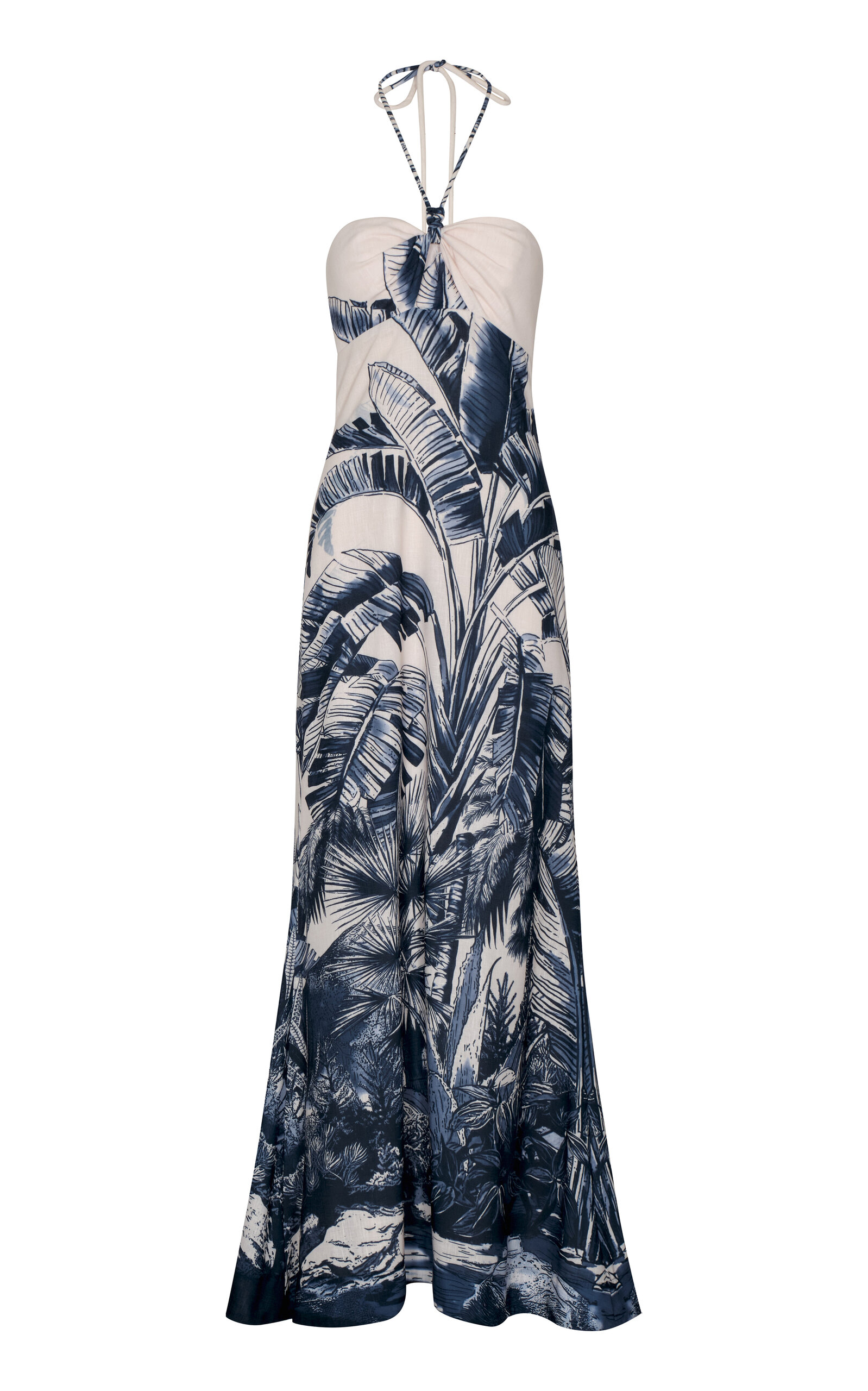 Meu Sol Printed Linen-Blend Maxi Dress