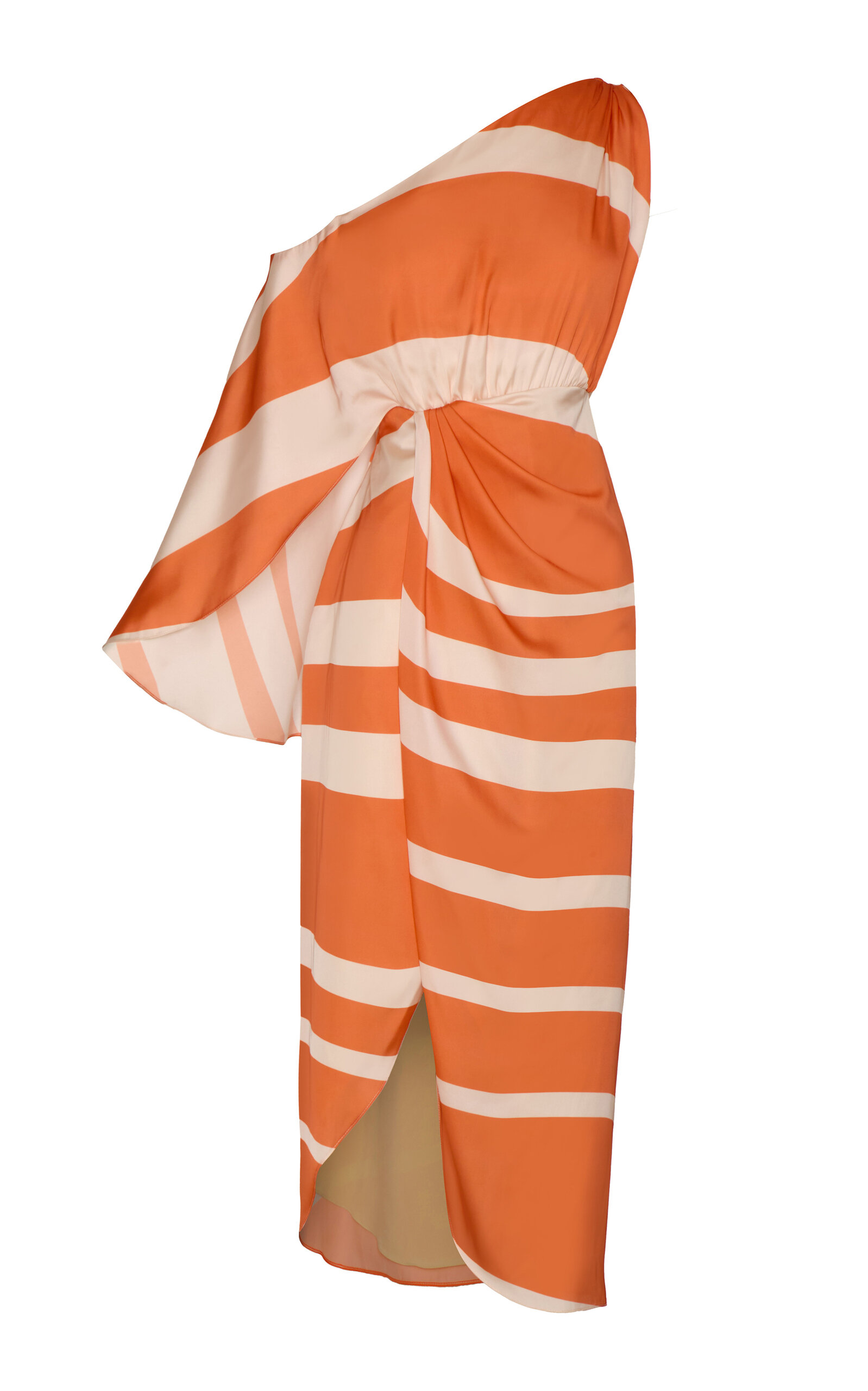 Shop Andres Otalora Irresistible Draped One-shoulder Midi Dress In Orange