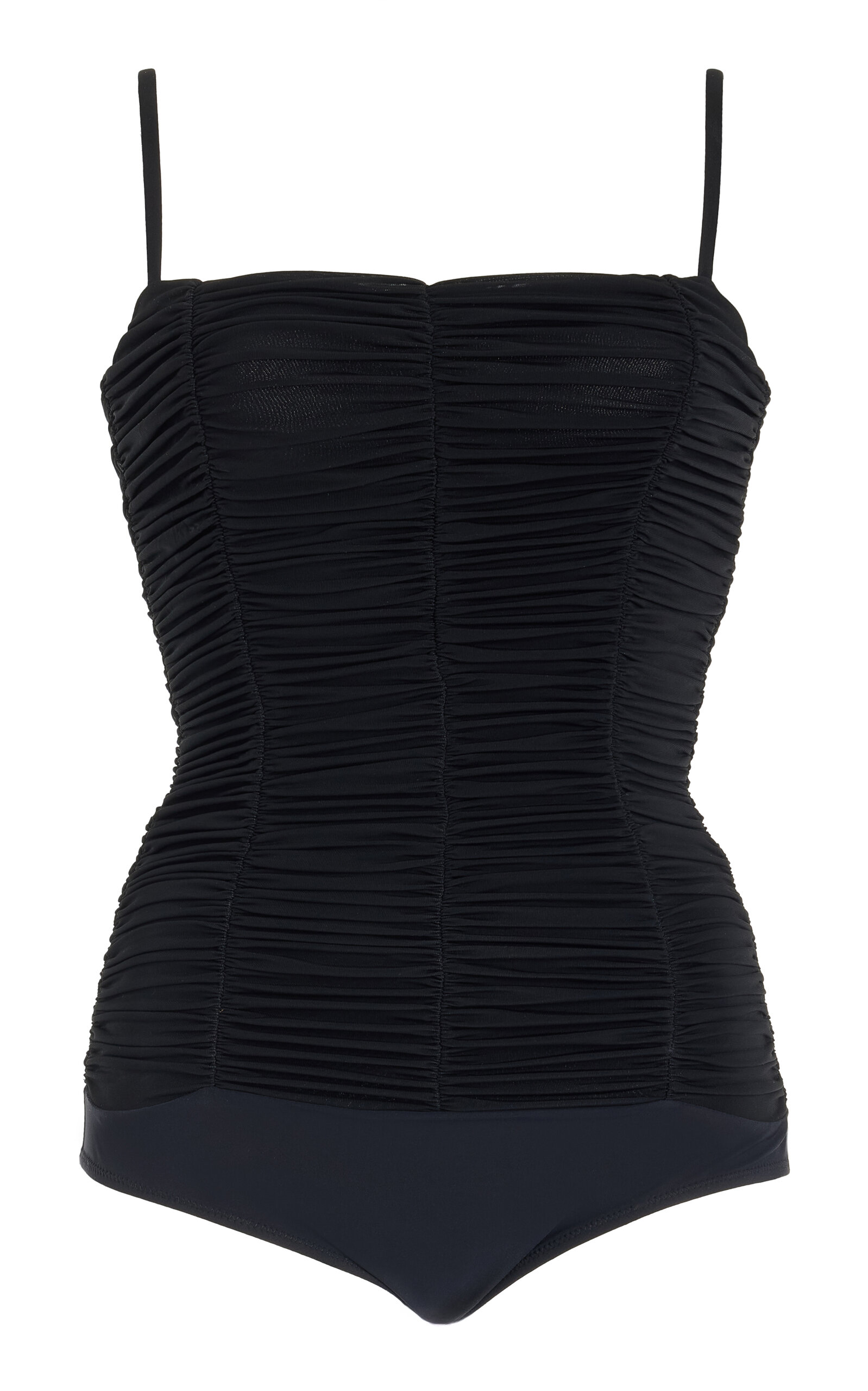 Shop Agolde Ezra Ruched Jersey Bodysuit In Black